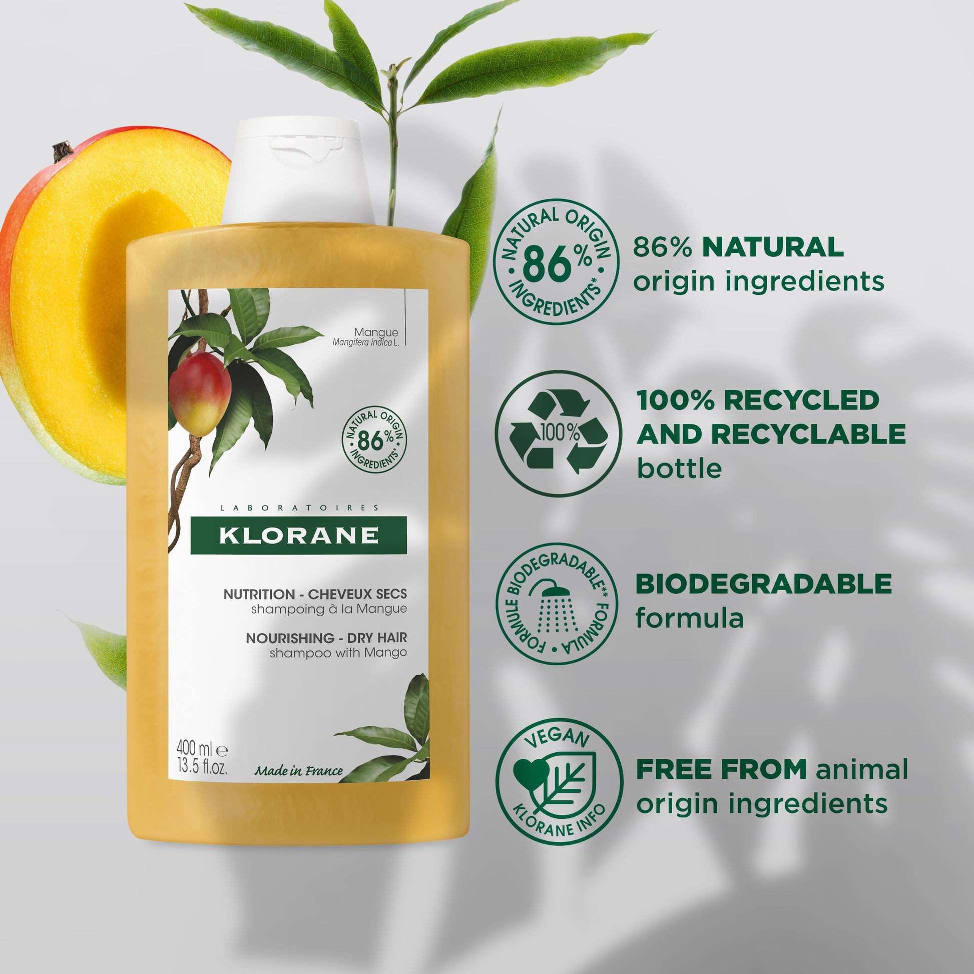 Klorane Nourishing Shampoo with Mango for Dry Hair 400ml