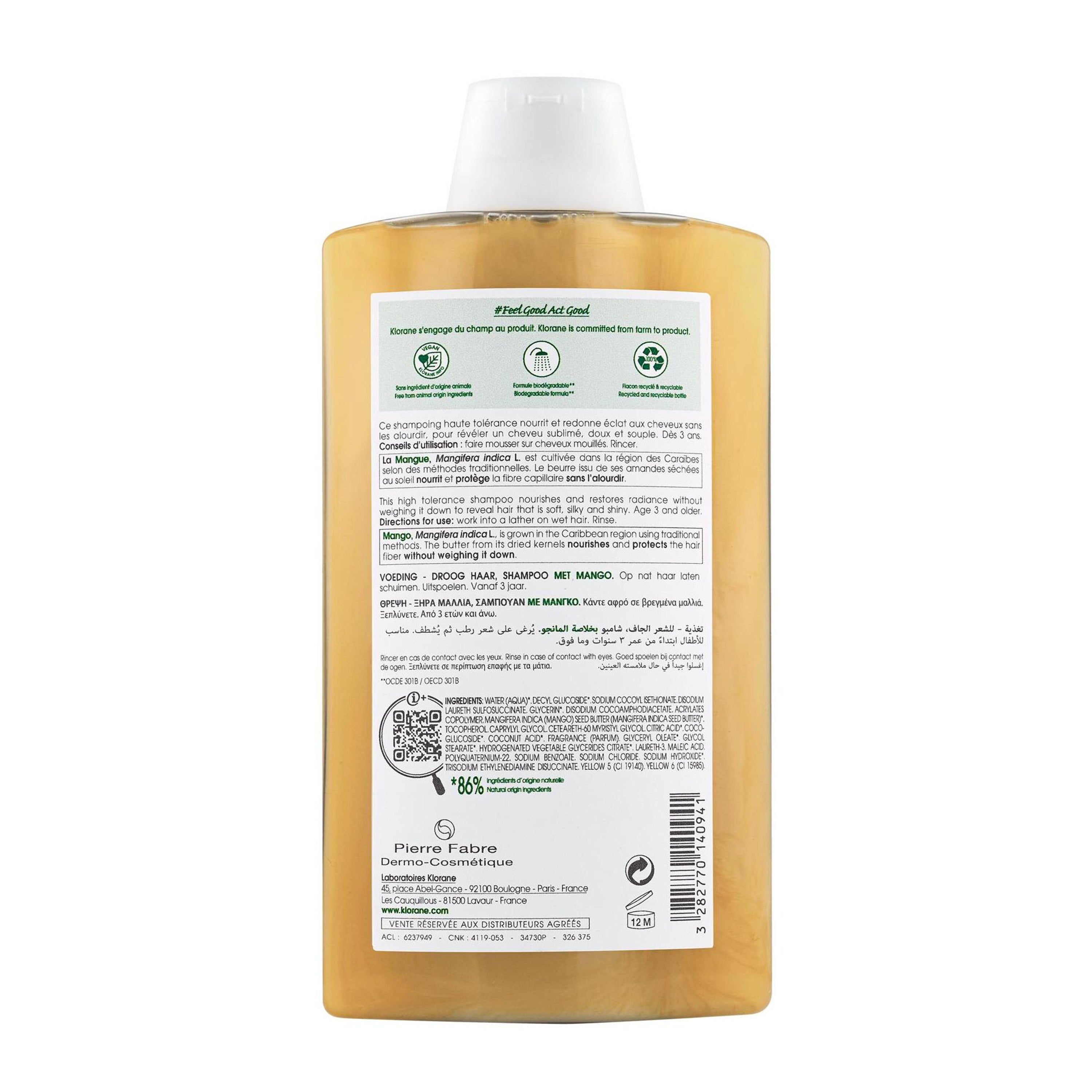 Klorane Nourishing Shampoo with Mango for Dry Hair 400ml