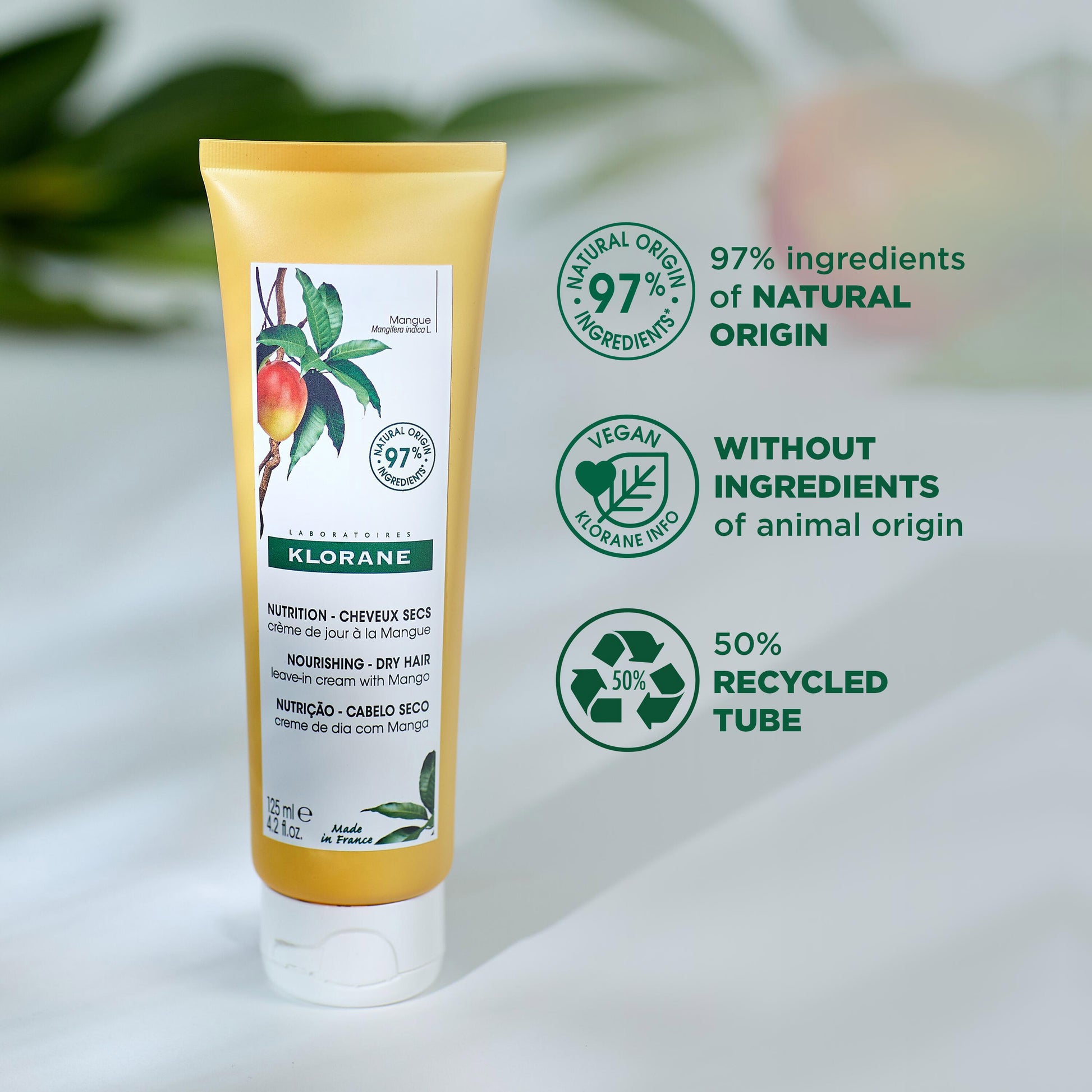 Klorane Nourishing Leave-In Cream with Mango for Dry Hair 125ml