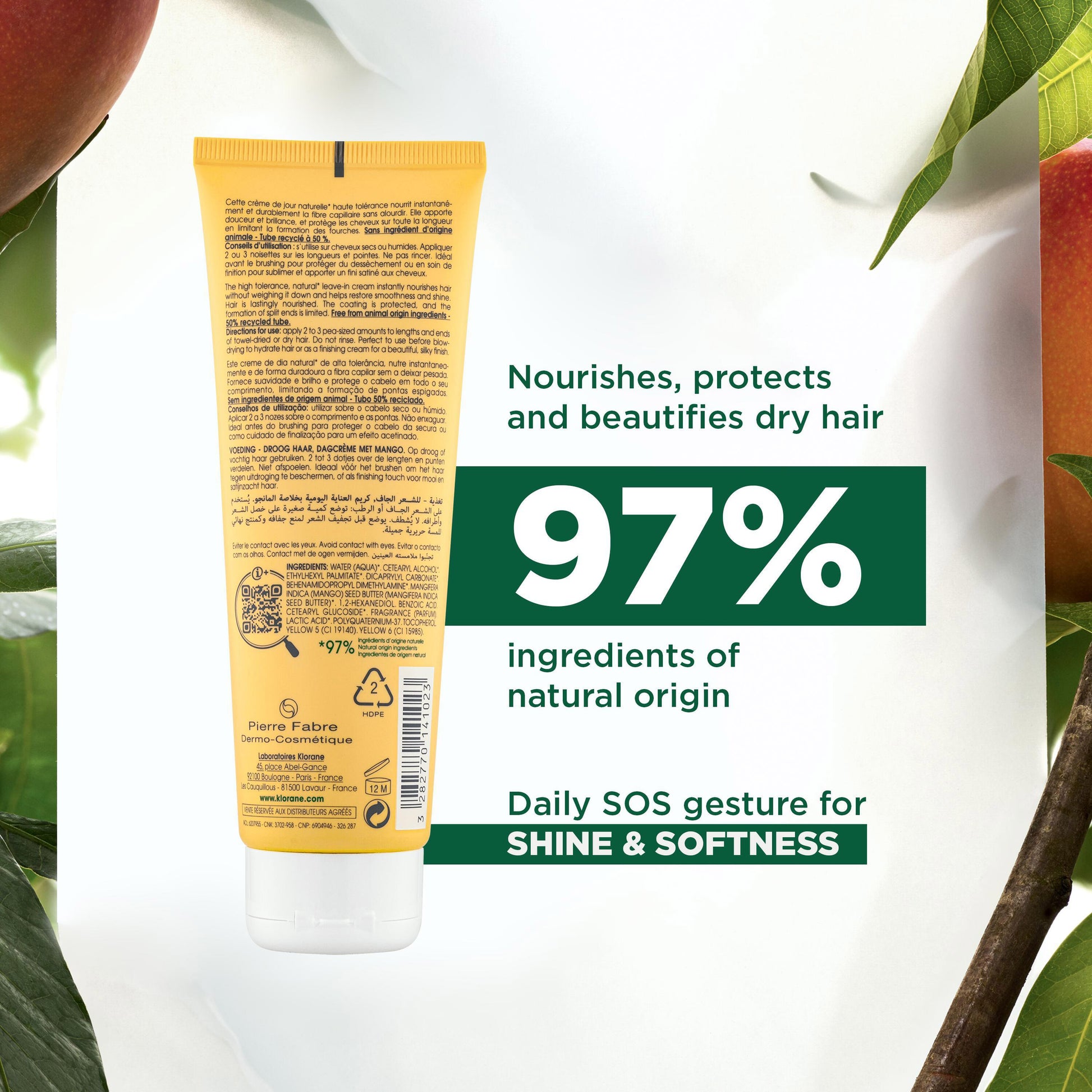 Klorane Nourishing Leave-In Cream with Mango for Dry Hair 125ml