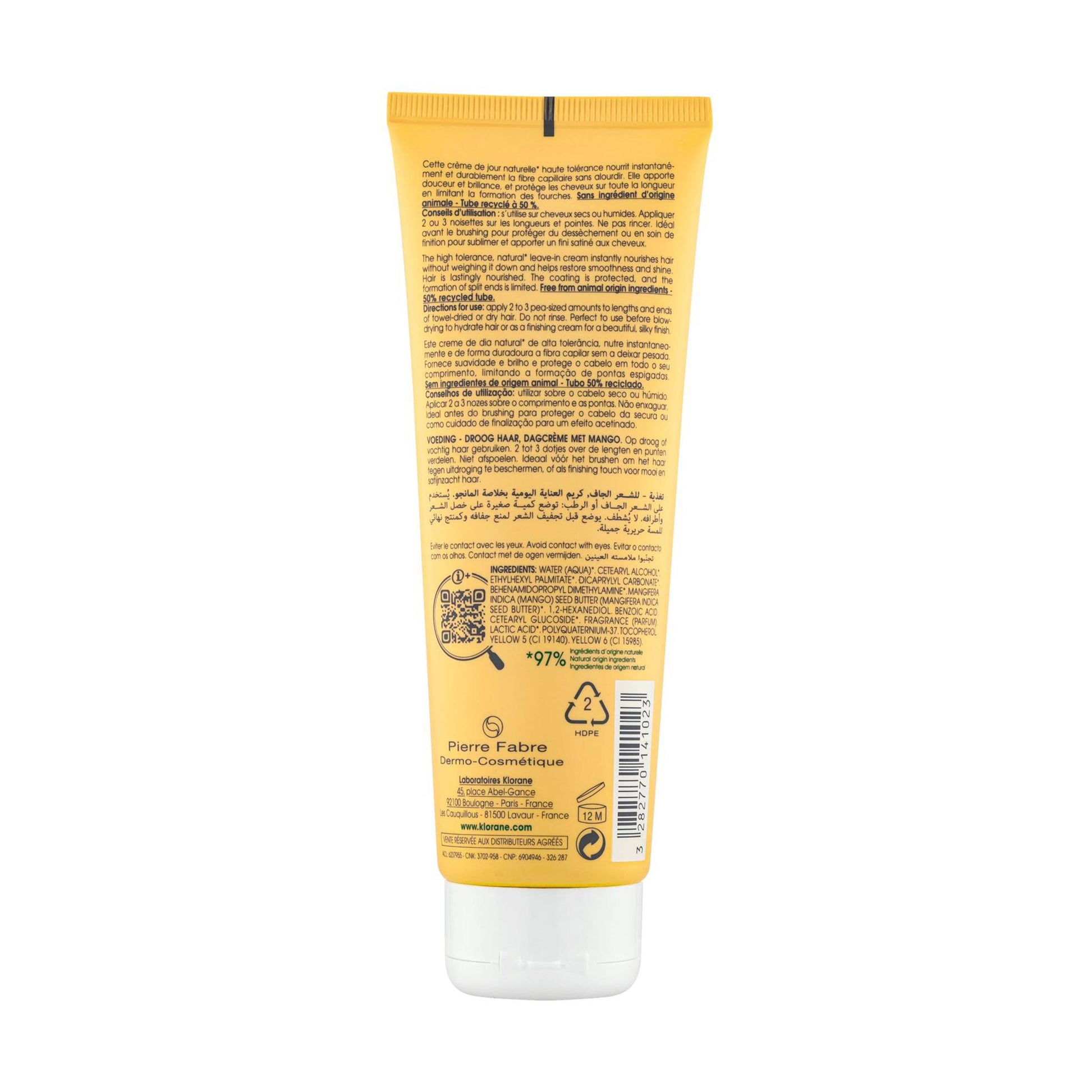 Klorane Nourishing Leave-In Cream with Mango for Dry Hair 125ml