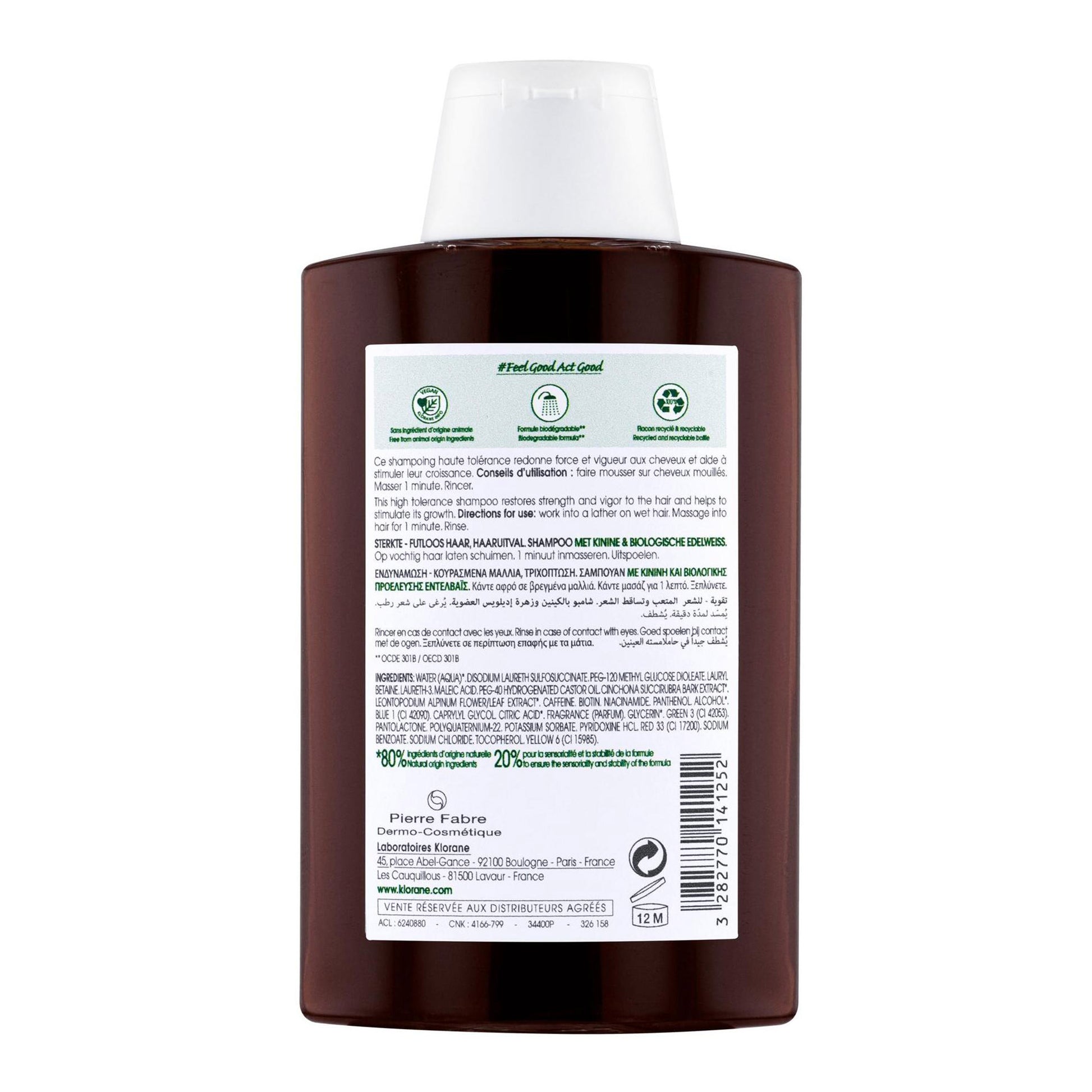 Klorane Strengthening Shampoo with Quinine and Organic Edelweiss for Thinning & Tired Hair 200ml