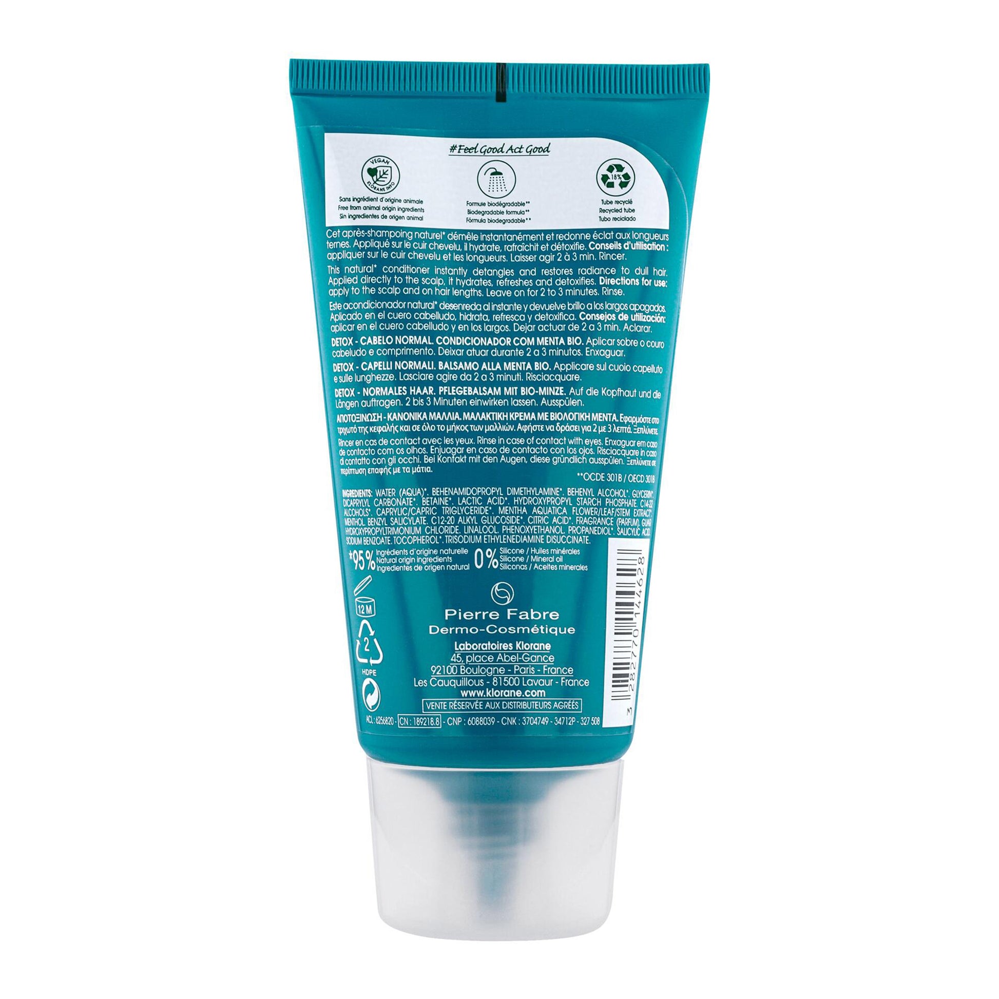 Klorane Detox Conditioner with Organic Aquatic Mint For Pollution-Exposed Hair 150ml