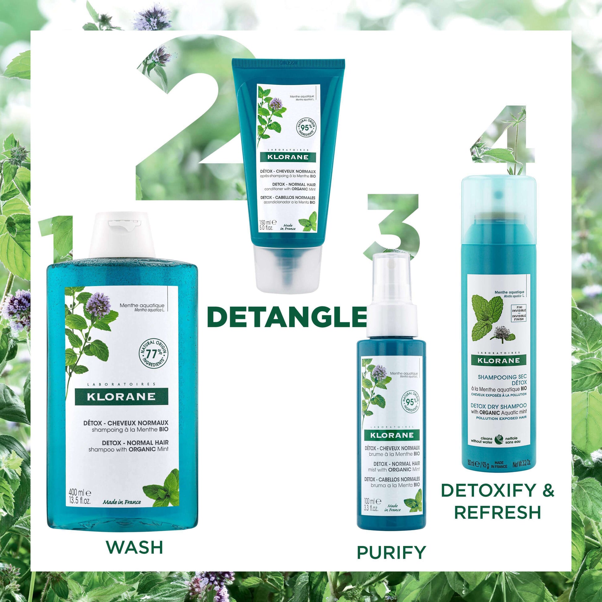 Klorane Detox Conditioner with Organic Aquatic Mint For Pollution-Exposed Hair 150ml