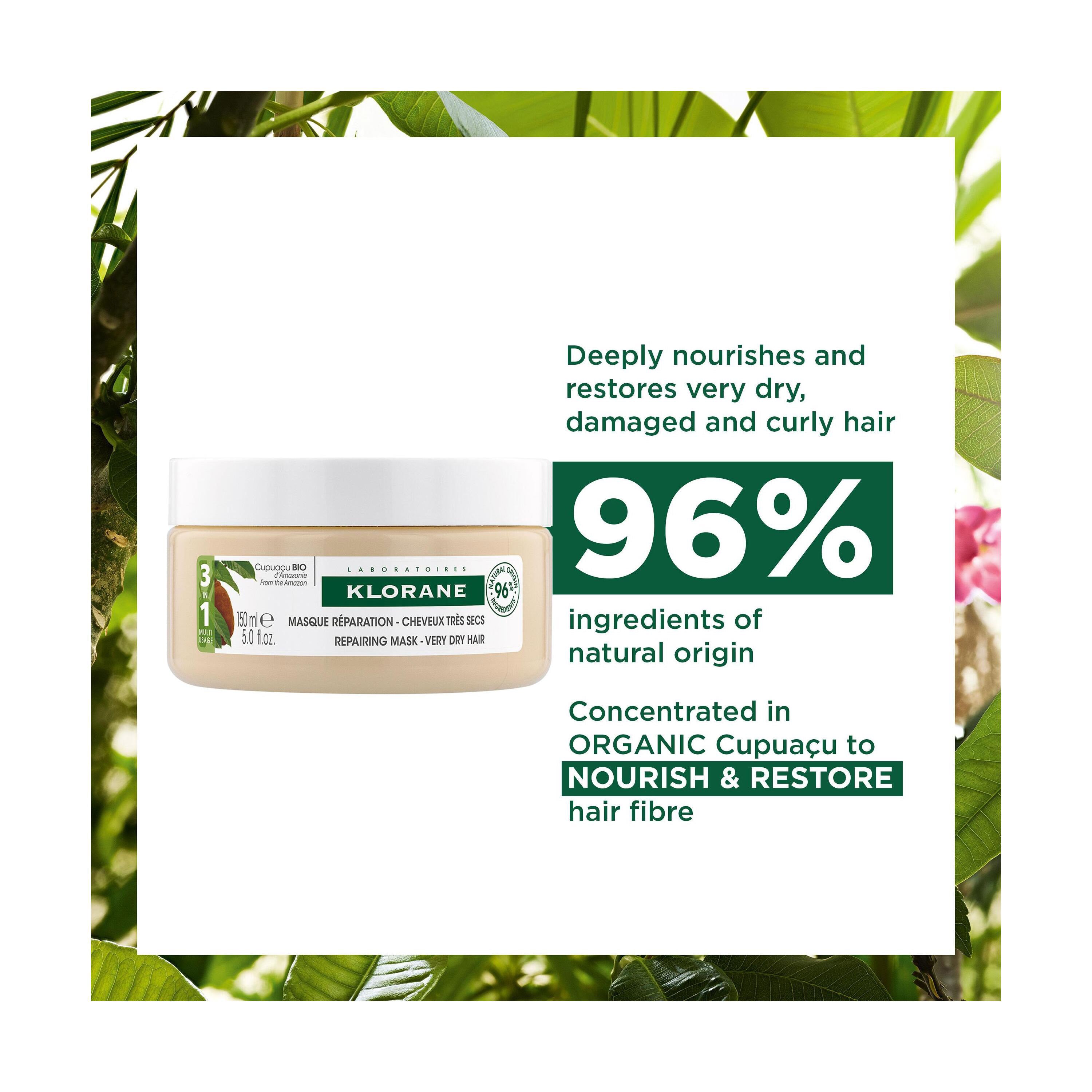 Klorane 3-in-1 Mask with Organic Cupuacu for Repairing for Very Dry Hair 150ml