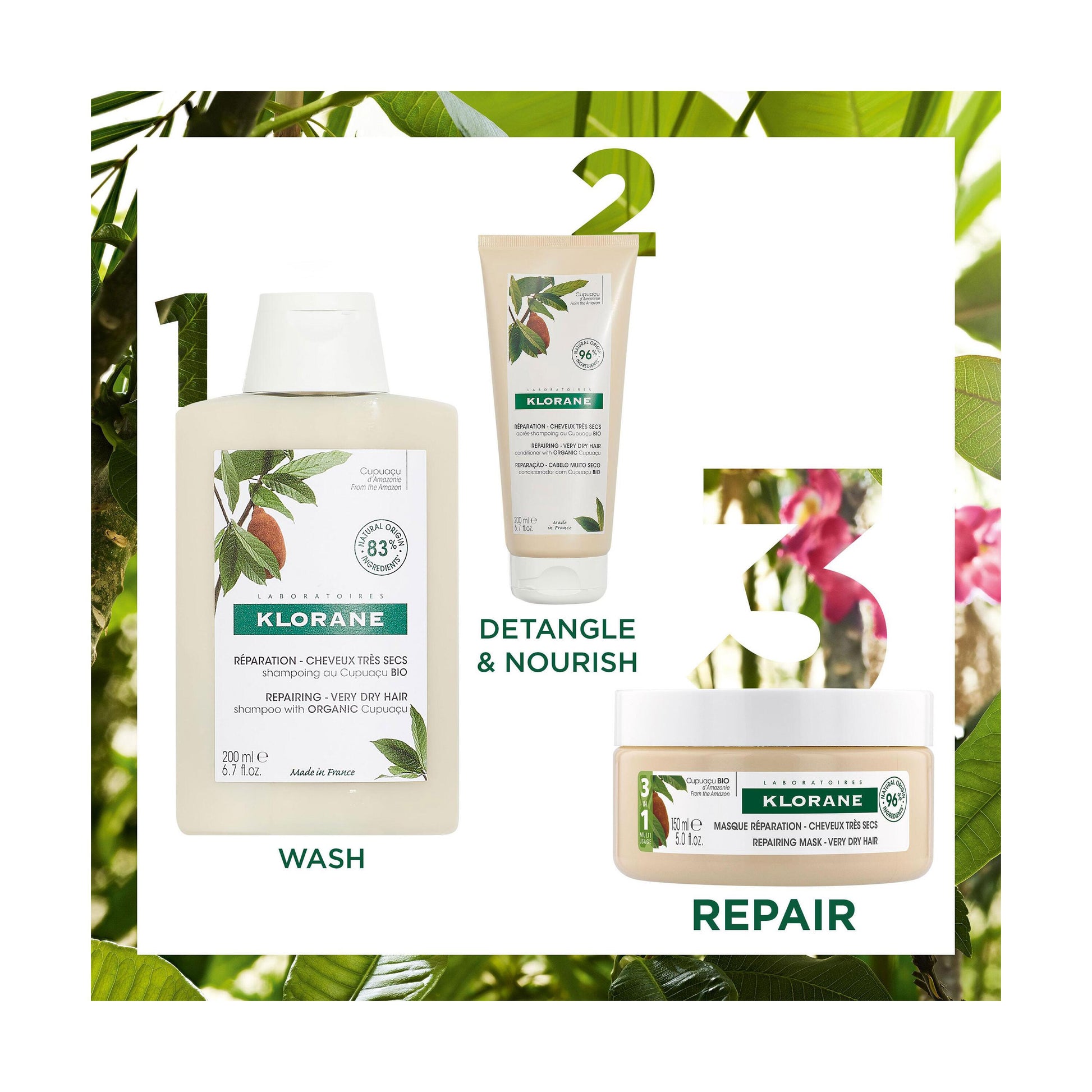 Klorane 3-in-1 Mask with Organic Cupuacu for Repairing for Very Dry Hair 150ml