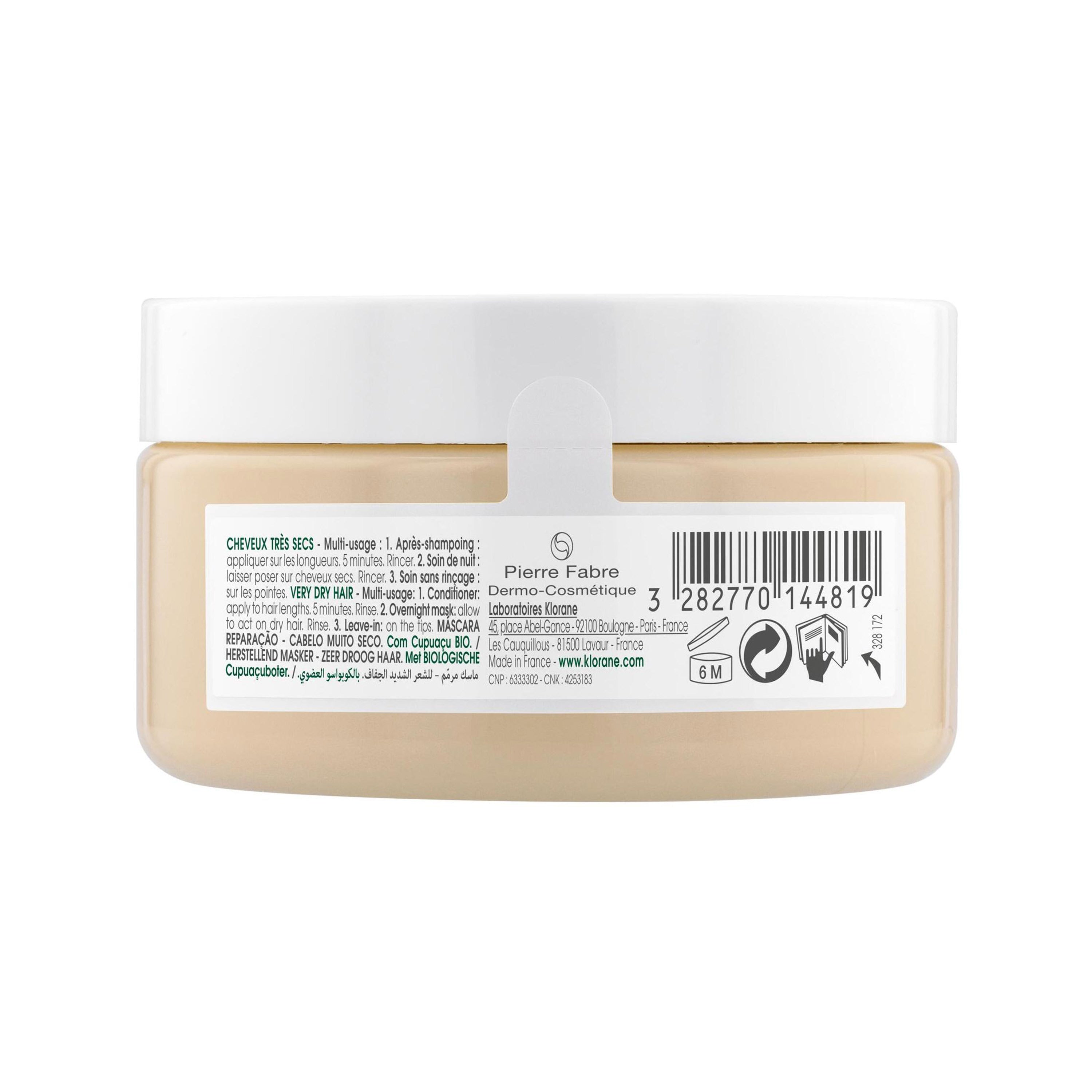 Klorane 3-in-1 Mask with Organic Cupuacu for Repairing for Very Dry Hair 150ml
