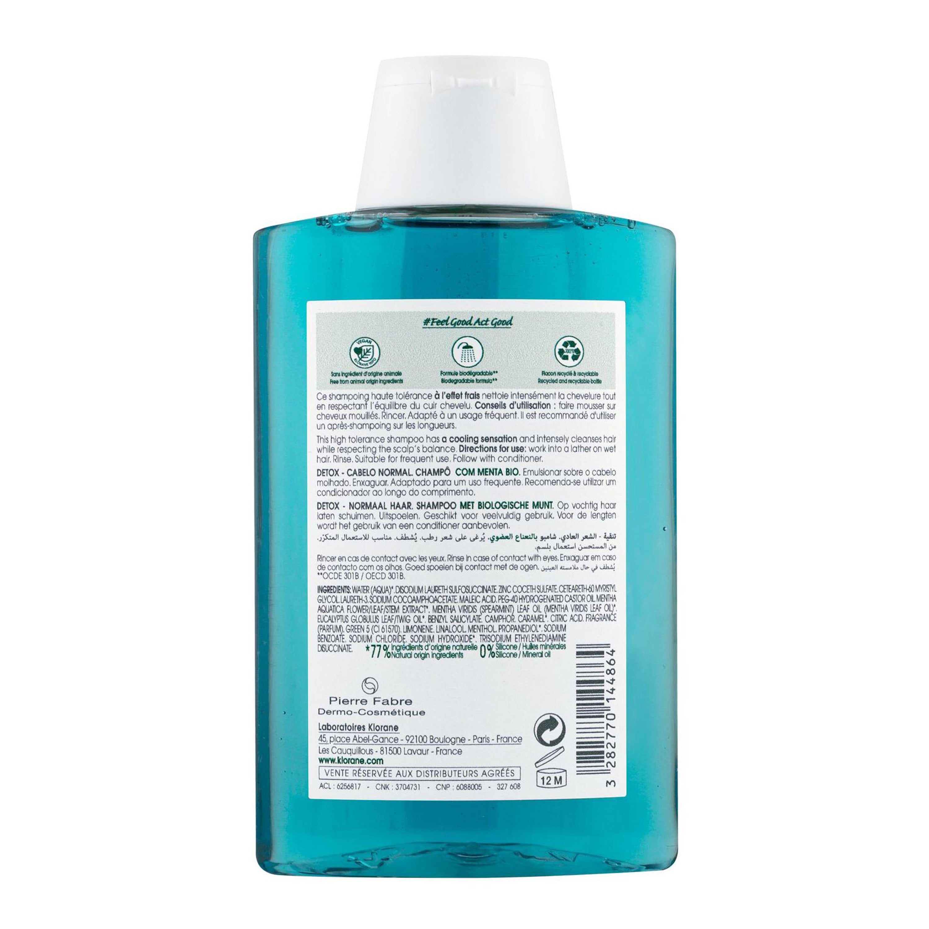 Klorane Anti-Pollution Shampoo with Organic Aquatic Mint for Purifying for Hair normal 200ml