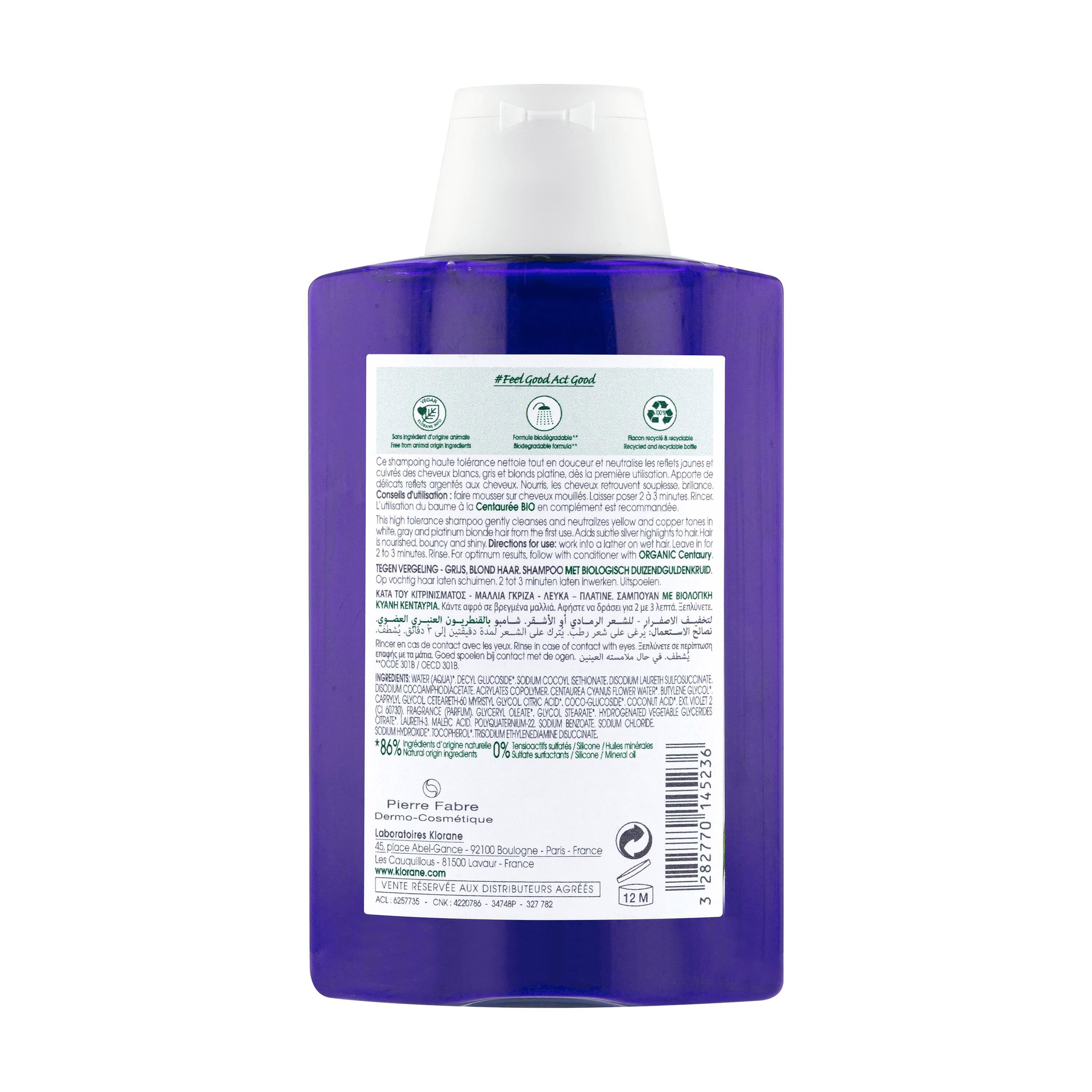 Klorane Anti-yellowing Shampoo with Organic Centaury for Grey & Blonde Hair 200ml