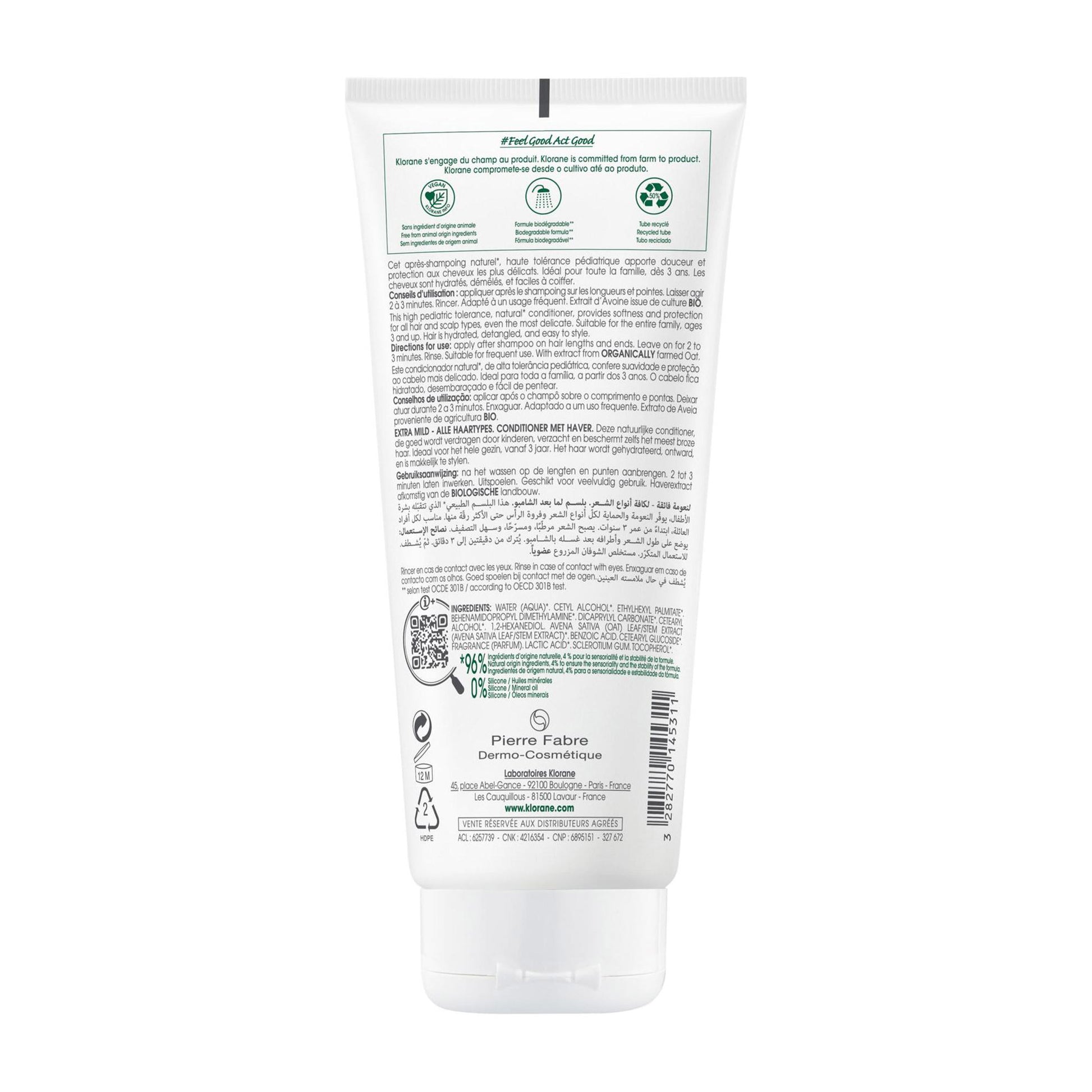 Klorane Ultra-Gentle Conditioner with Oat for All Hair Types 200ml