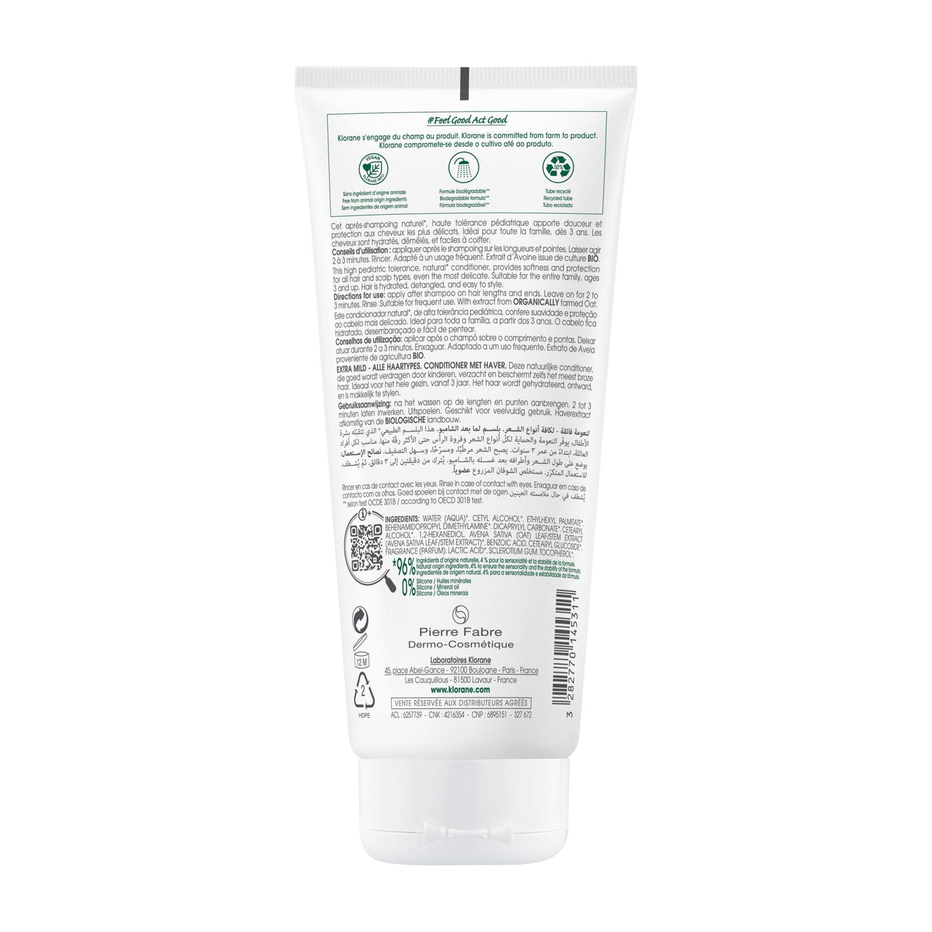 Klorane Ultra-Gentle Conditioner with Oat for All Hair Types 200ml