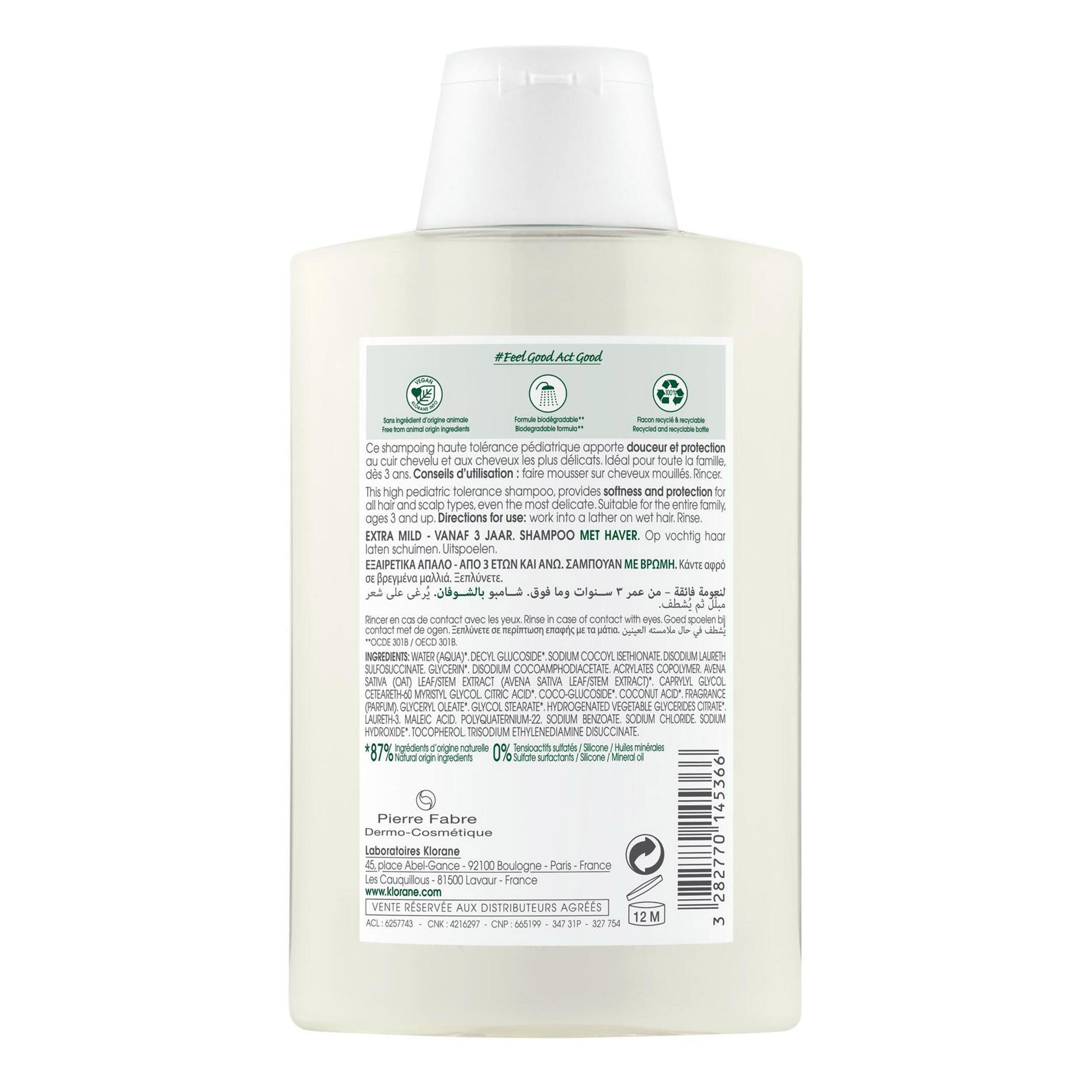 Klorane Ultra-Gentle Shampoo with Oat for All Hair Types 200ml