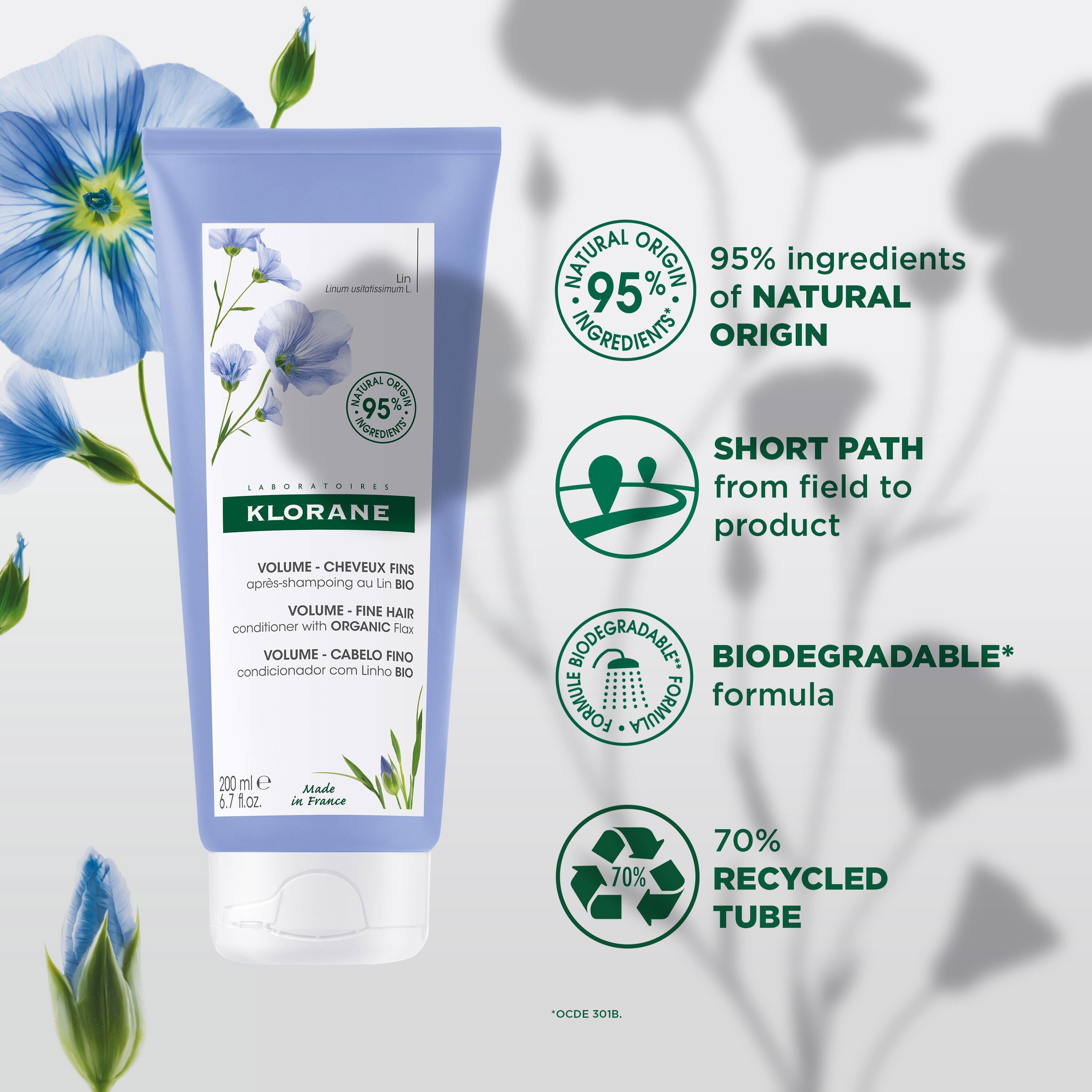 Klorane Volumising Conditioner with Organic Flax for Fine Hair 200ml