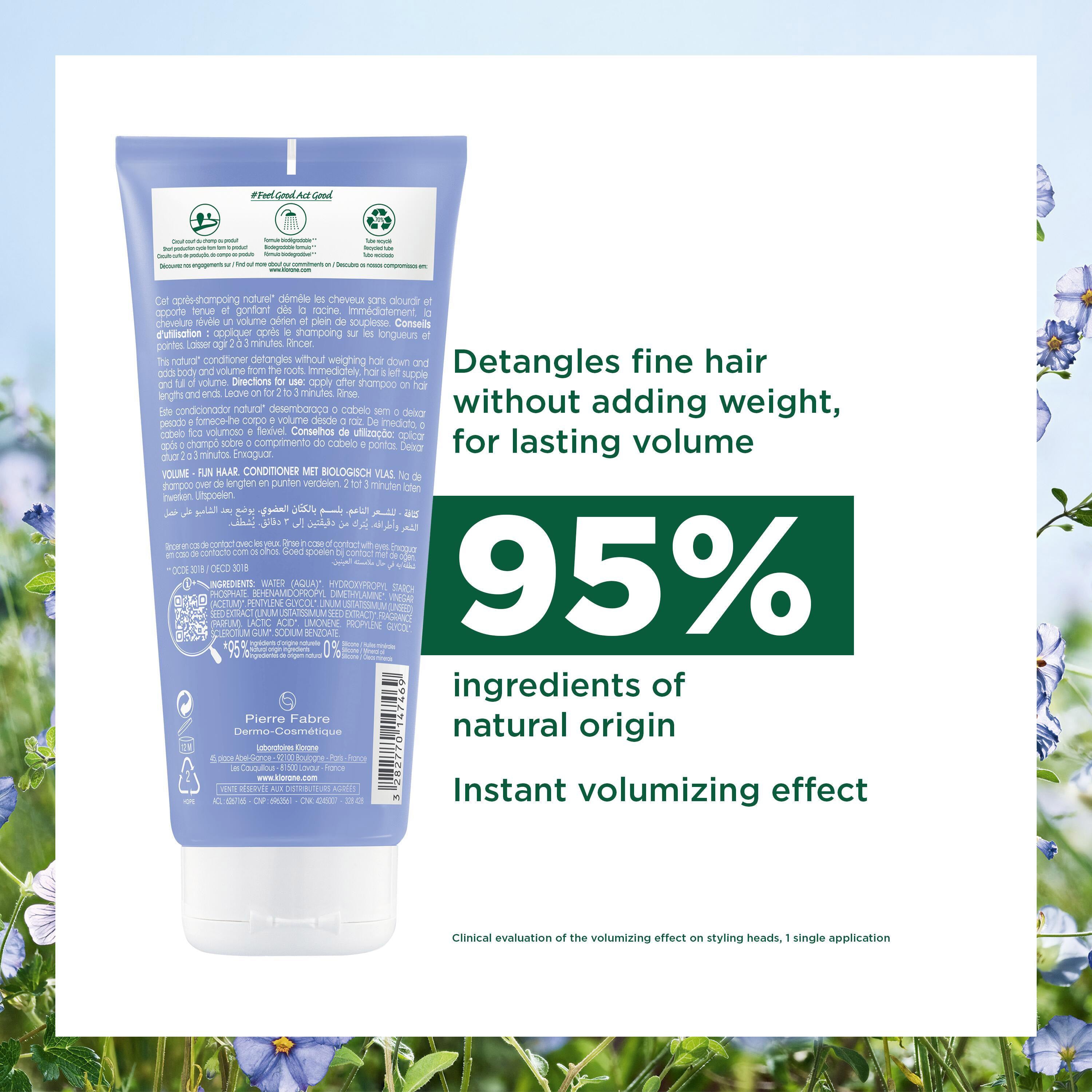 Klorane Volumising Conditioner with Organic Flax for Fine Hair 200ml