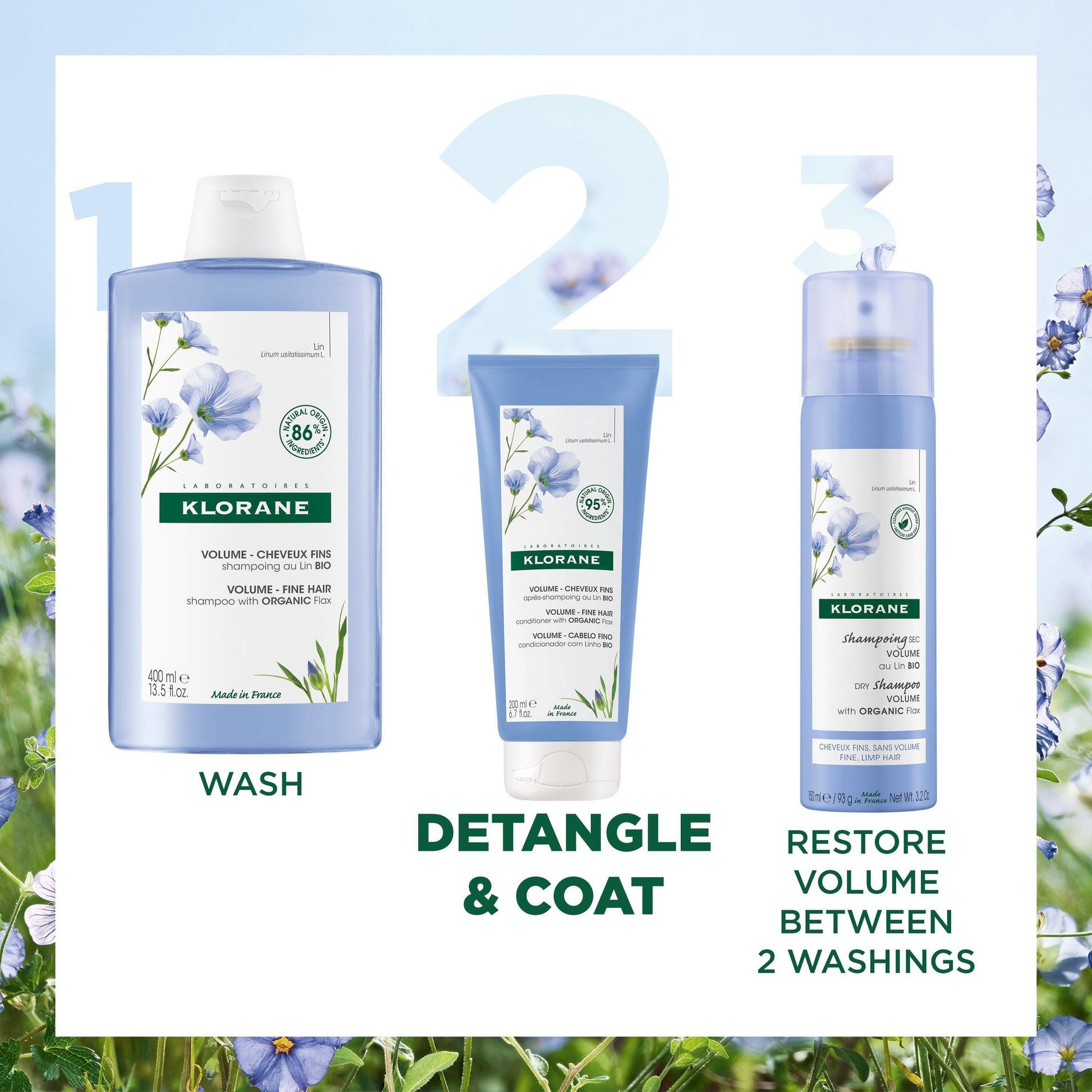 Klorane Volumising Conditioner with Organic Flax for Fine Hair 200ml