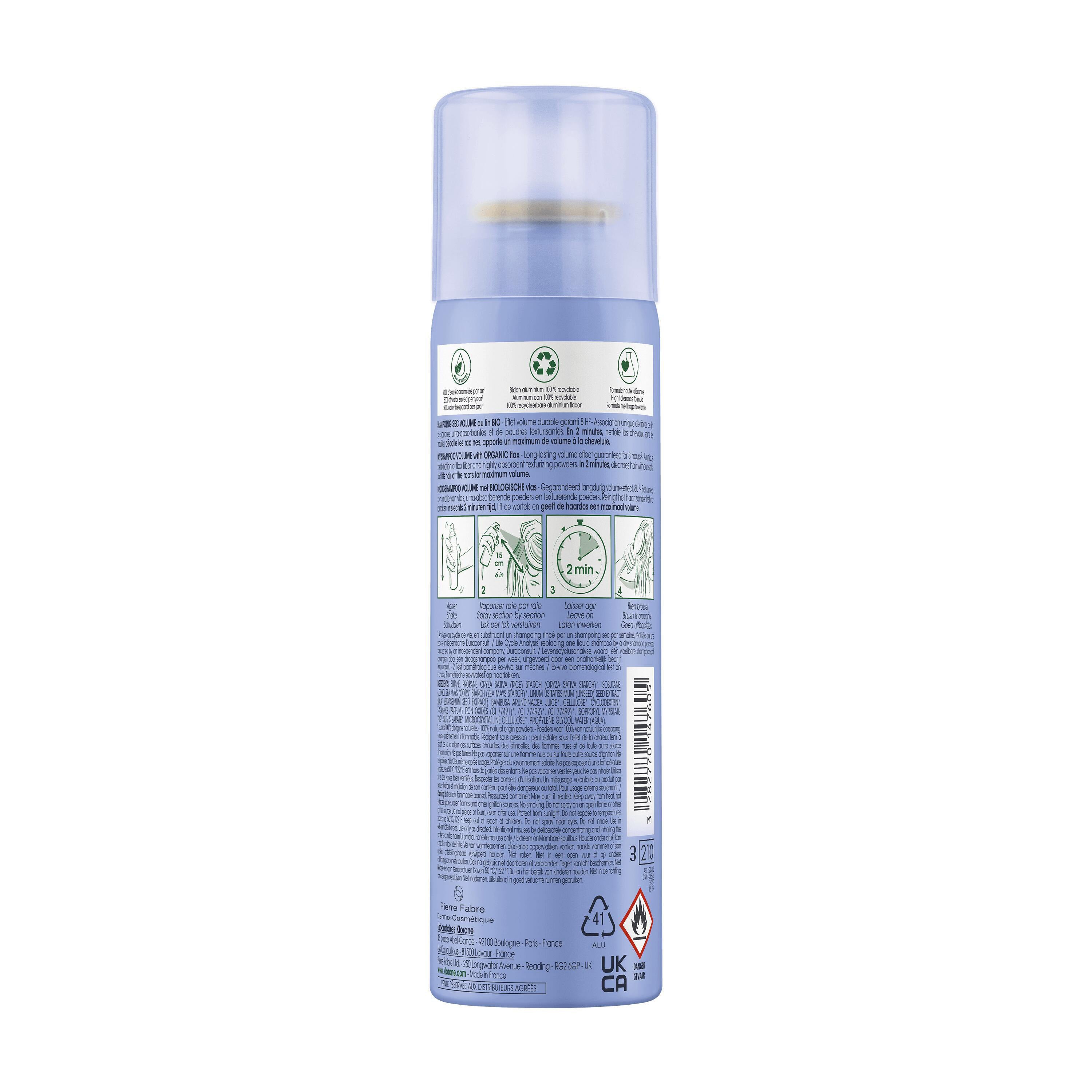 Klorane Volumising Dry Shampoo with Organic Flax for Fine & Limp Hair 150ml