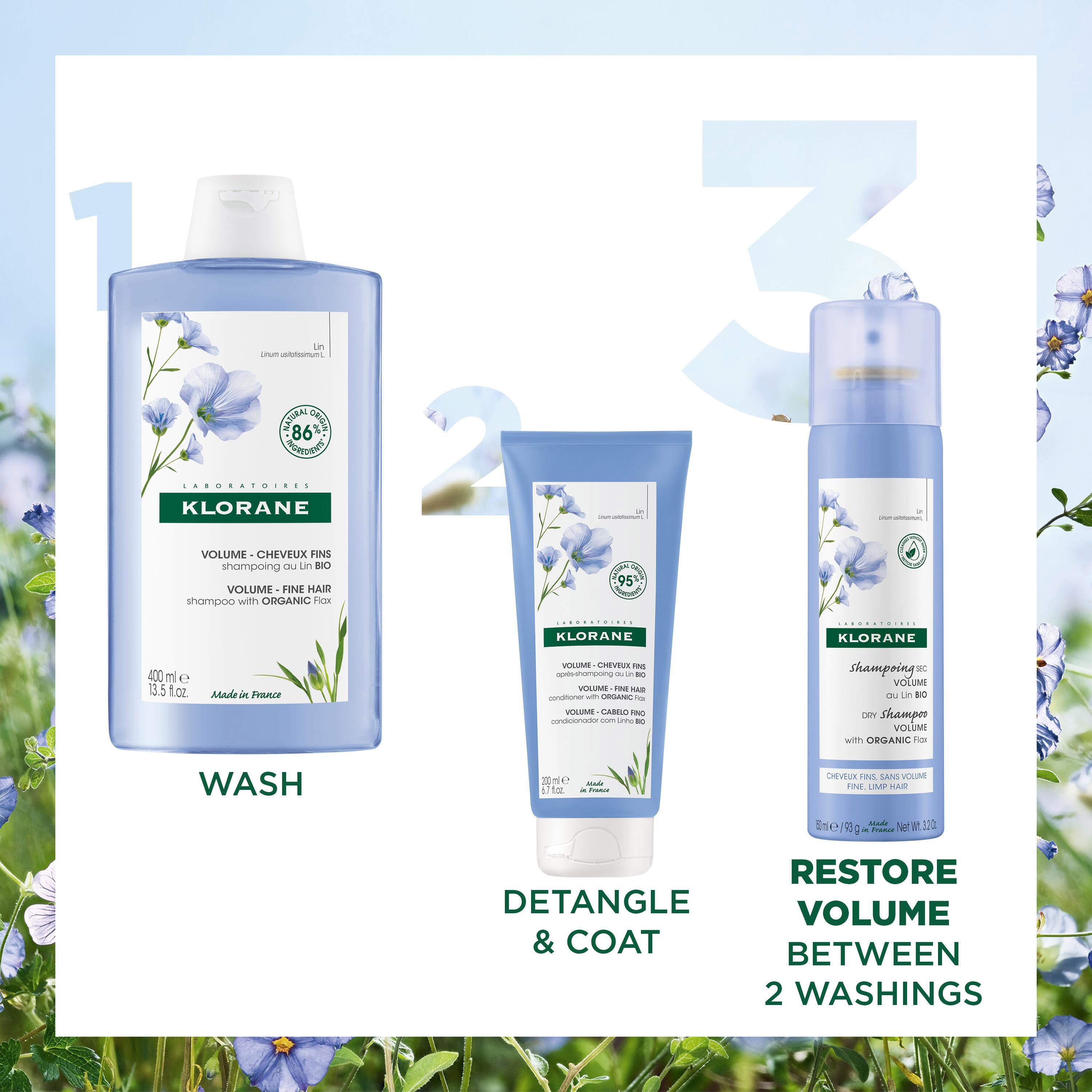 Klorane Volumising Dry Shampoo with Organic Flax for Fine & Limp Hair 150ml