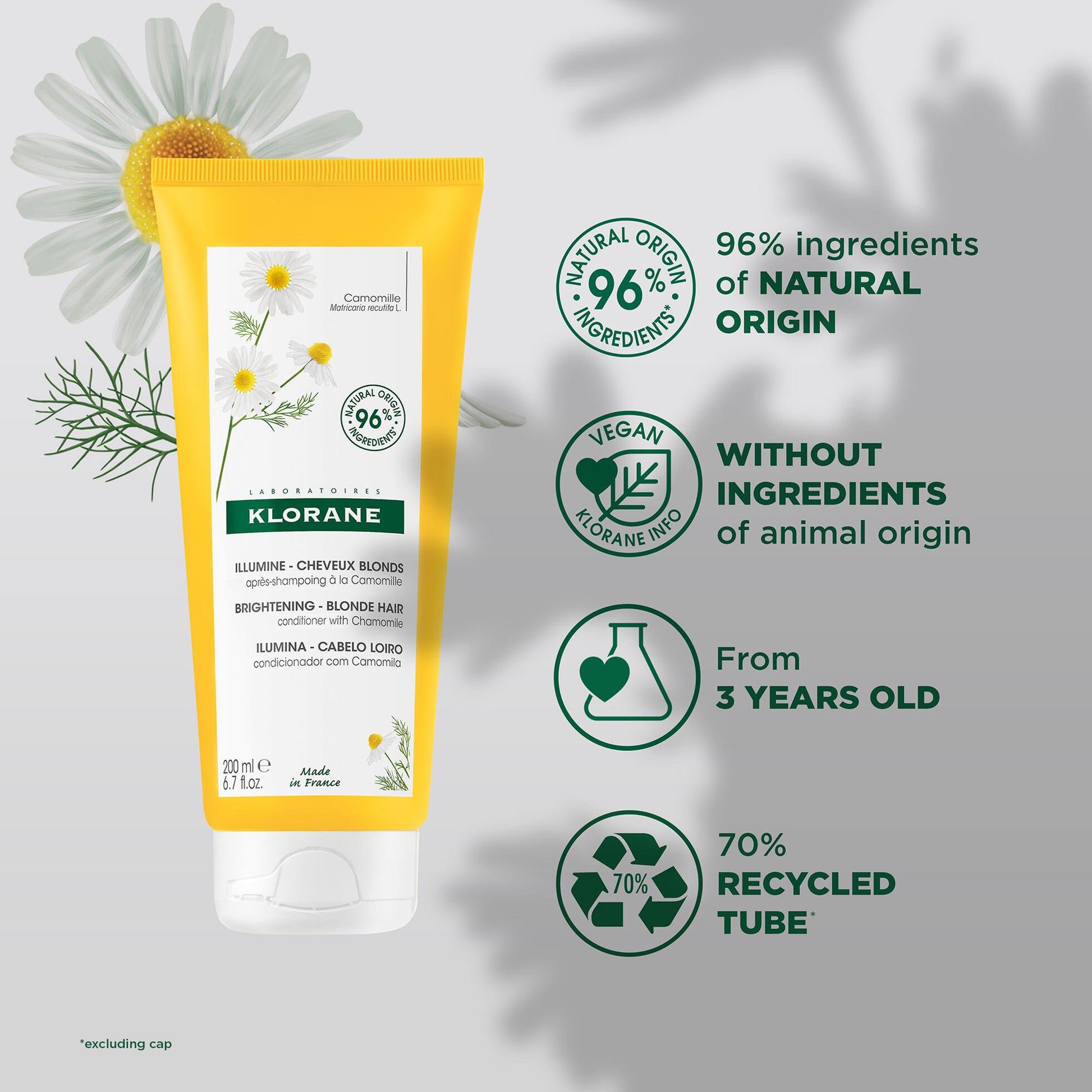 Klorane Brightening Conditioner with Camomile for Blonde Hair 200ml