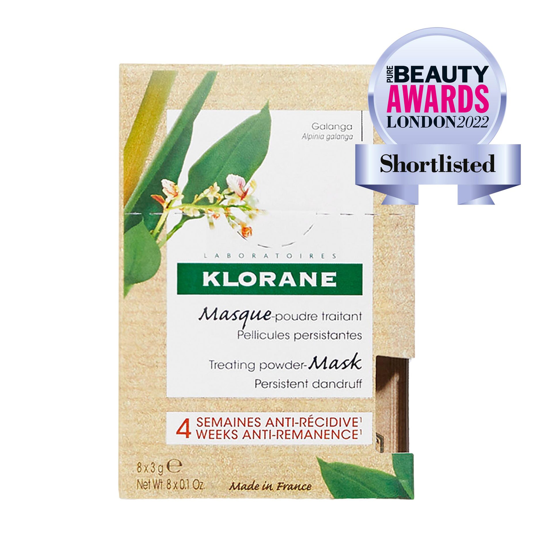 Klorane Galangal Anti-Dandruff Mask-Powder Treatment for Persistent Dandruff 8 x 3g