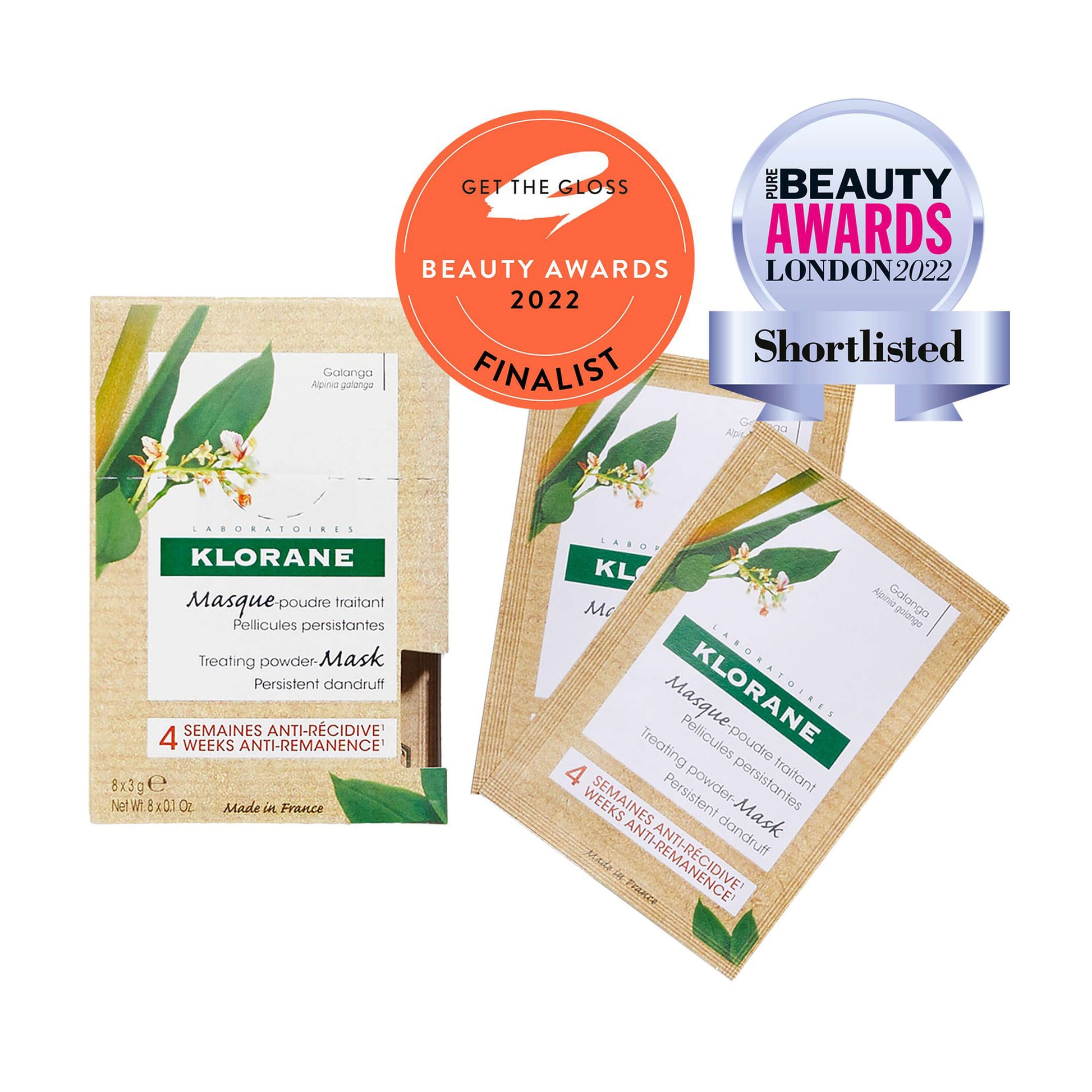 Klorane Galangal Anti-Dandruff Mask-Powder Treatment for Persistent Dandruff 8 x 3g