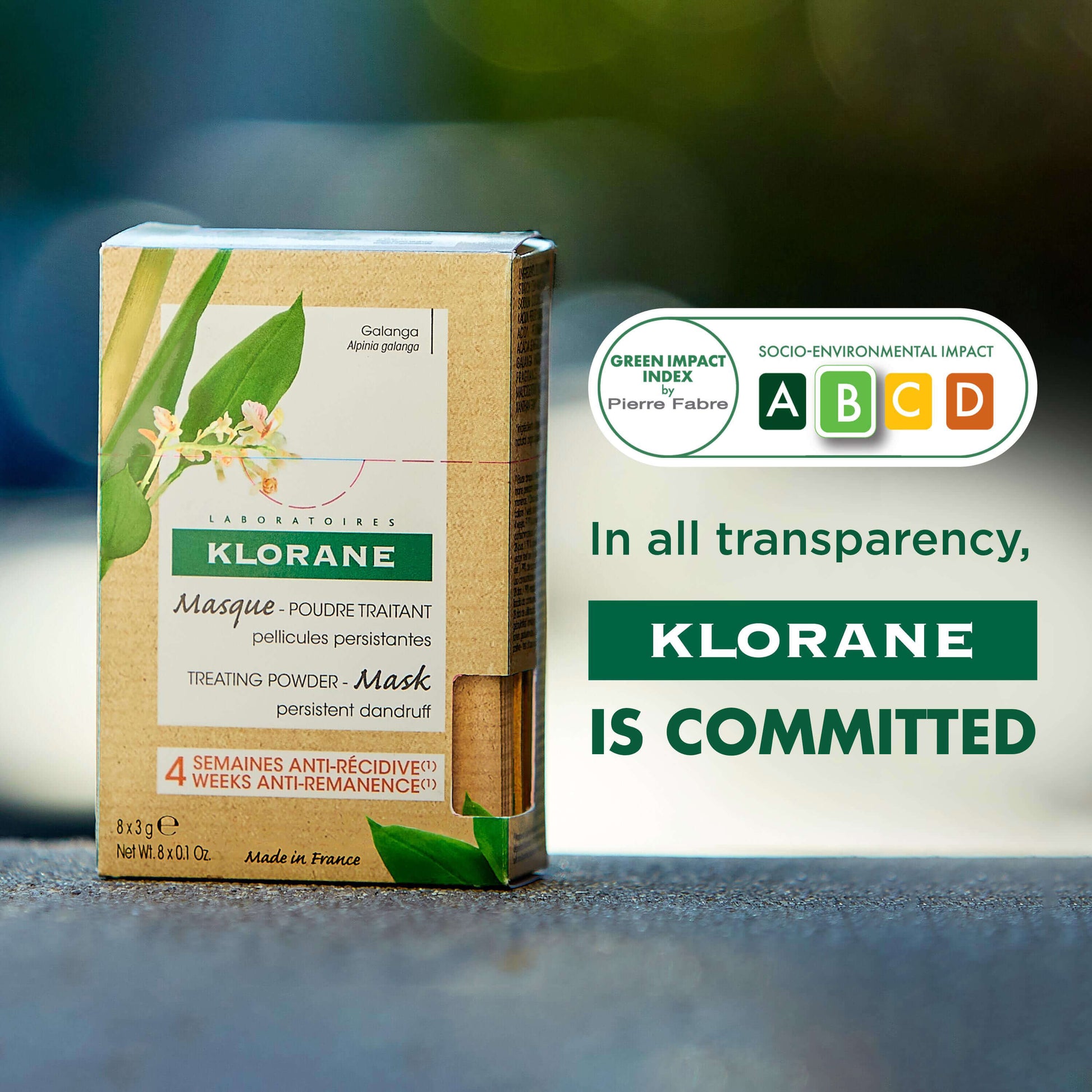 Klorane Galangal Anti-Dandruff Mask-Powder Treatment for Persistent Dandruff 8 x 3g