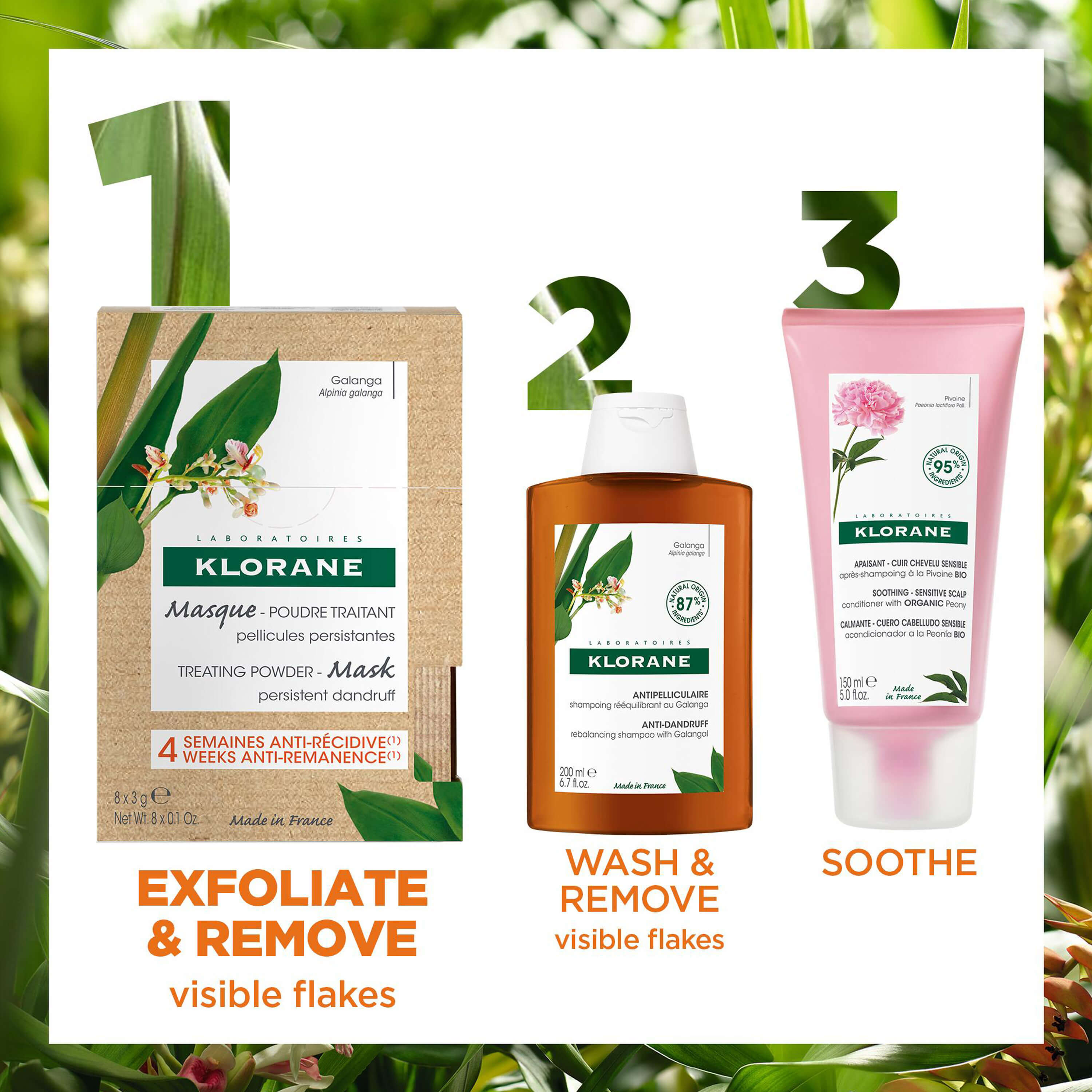 Klorane Galangal Anti-Dandruff Mask-Powder Treatment for Persistent Dandruff 8 x 3g