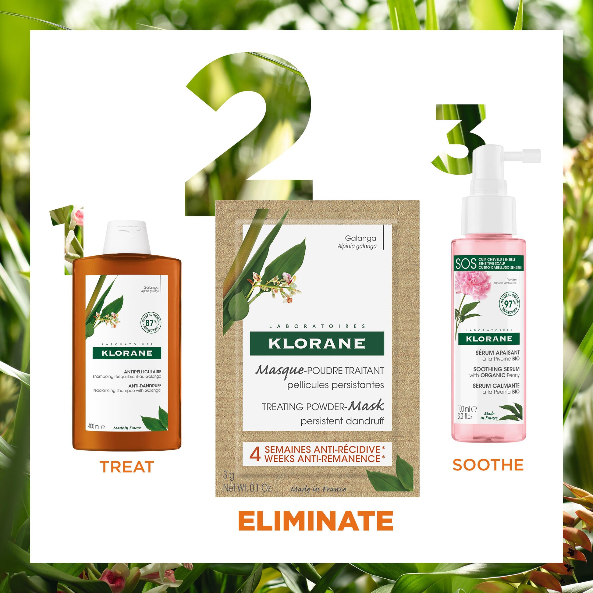 Klorane Galangal Anti-Dandruff Mask-Powder Treatment for Persistent Dandruff 8 x 3g