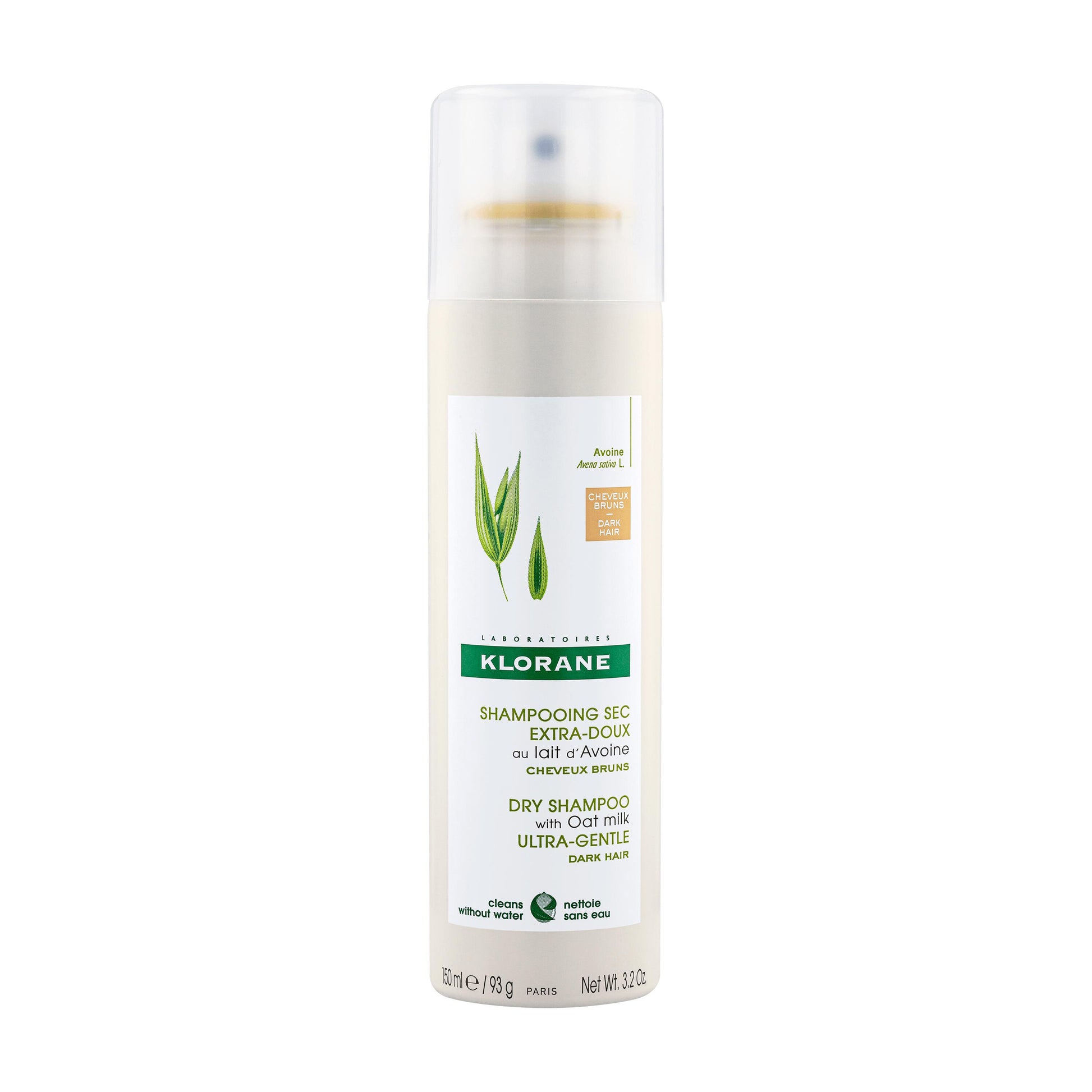 Klorane Extra-Gentle Dry shampoo with Oat milk for Tinted for Brown to Dark Hair 150ml