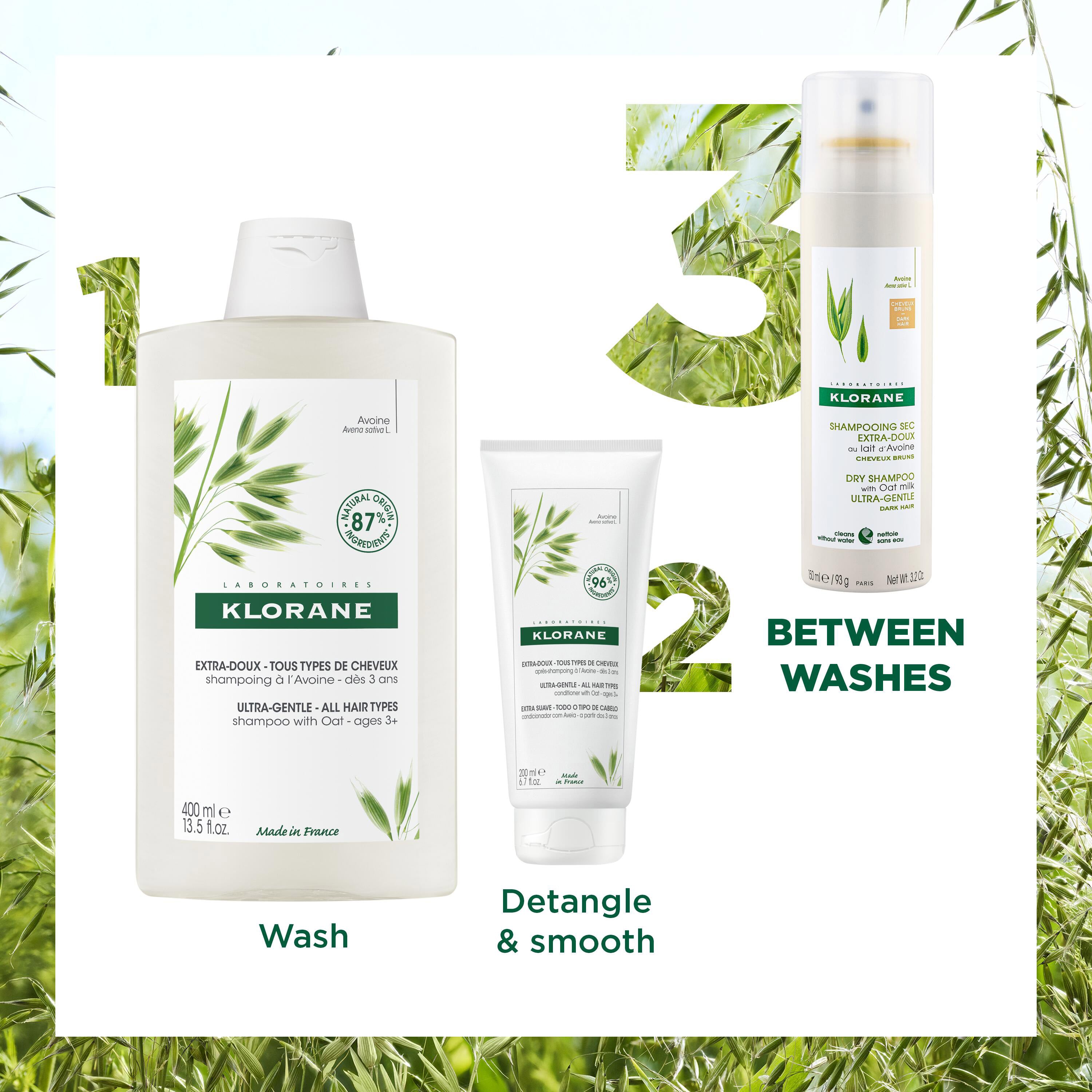 Klorane Extra-Gentle Dry shampoo with Oat milk for Tinted for Brown to Dark Hair 150ml