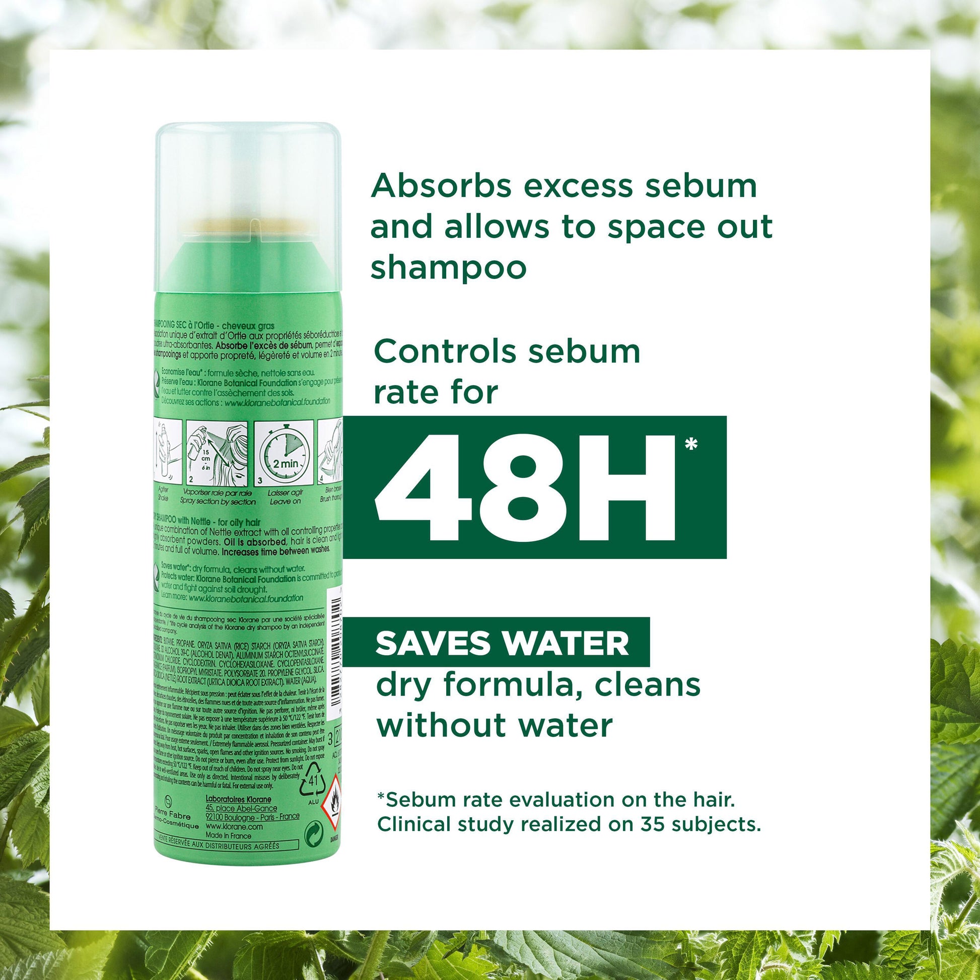 Klorane Oil Control Dry Shampoo with Nettle for The Original for Oily Hair 150ml