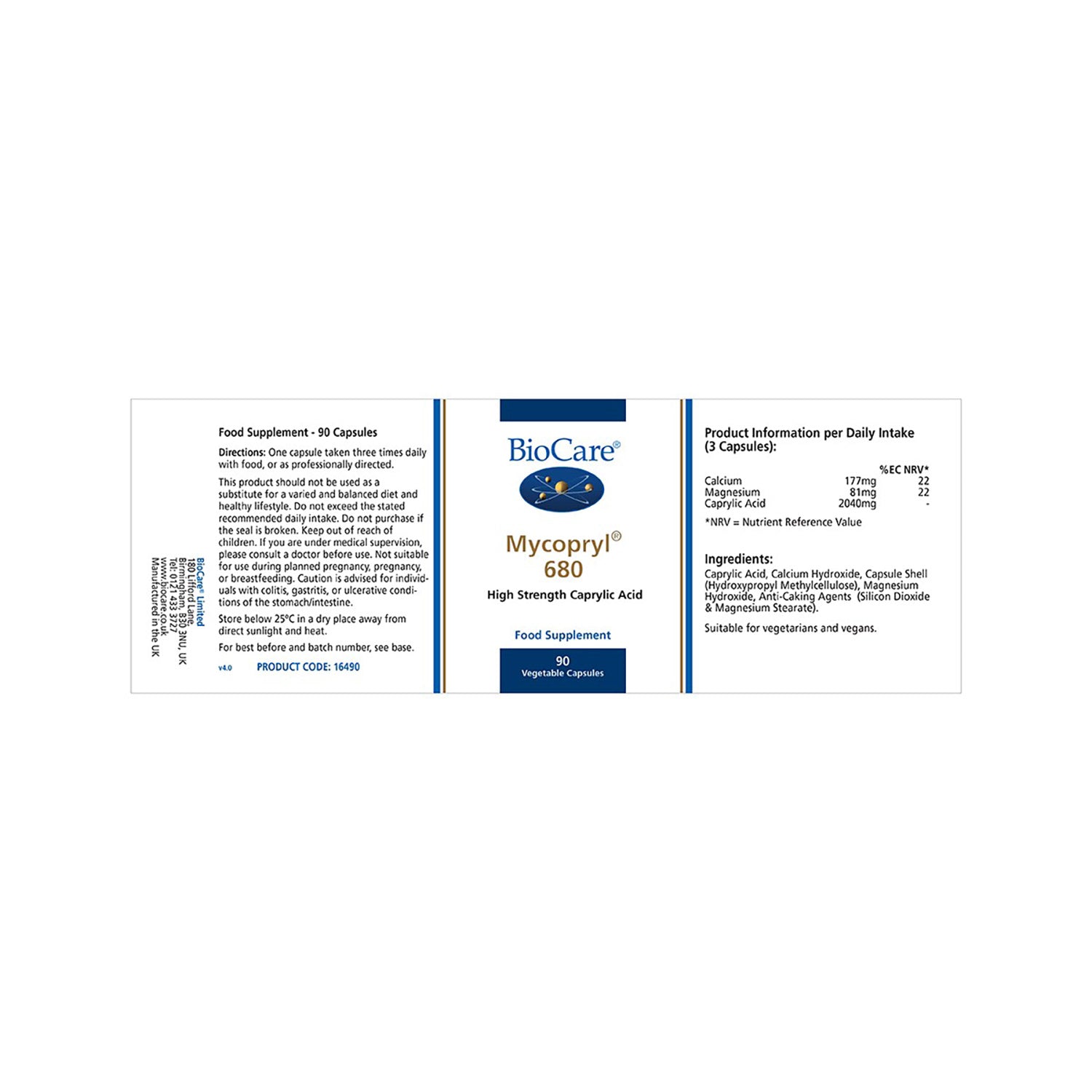 Biocare Caprylic Acid 90 Capsules