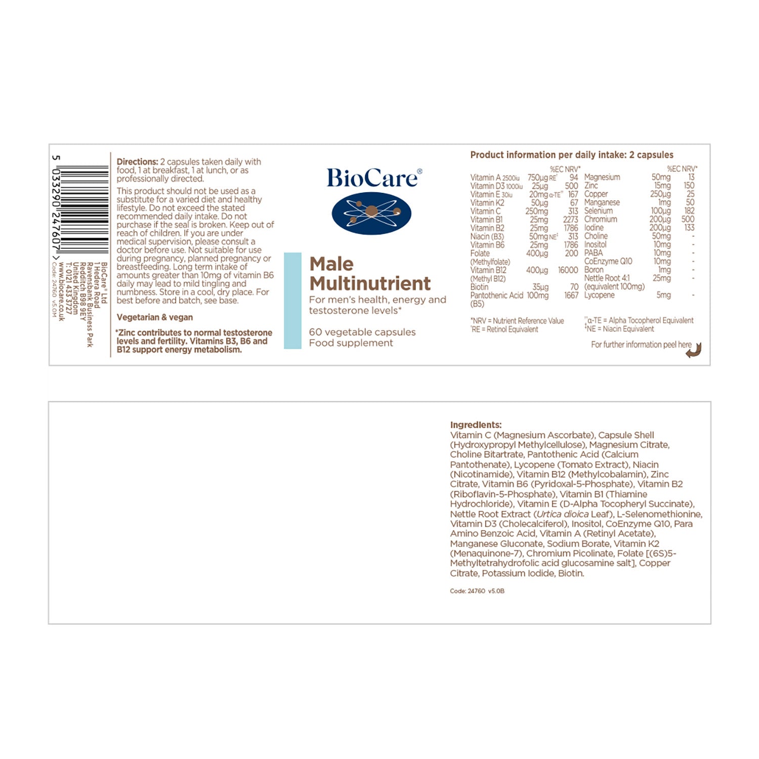 Biocare Male Multinutrient 60 Capsules