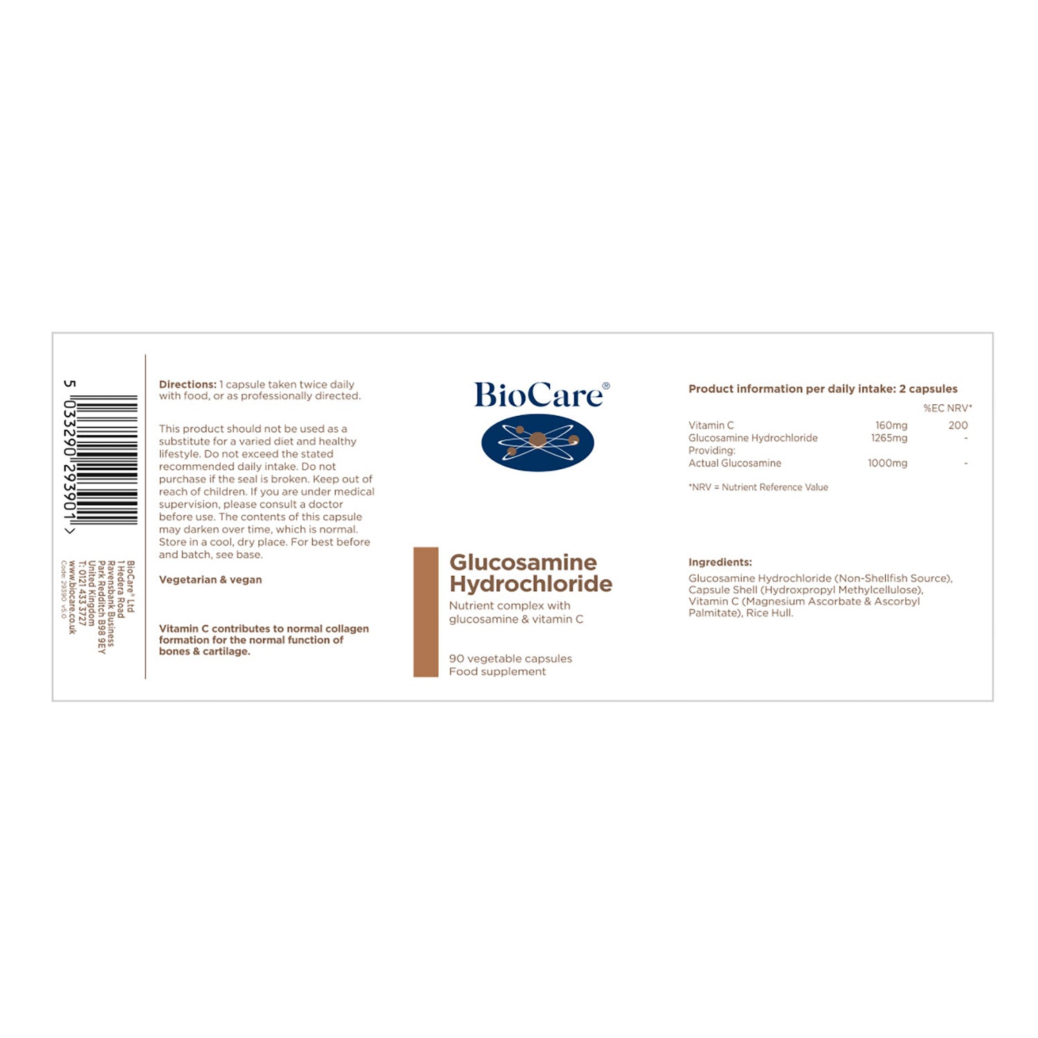 Biocare Glucosamine Hydrochloride 90 Capsules