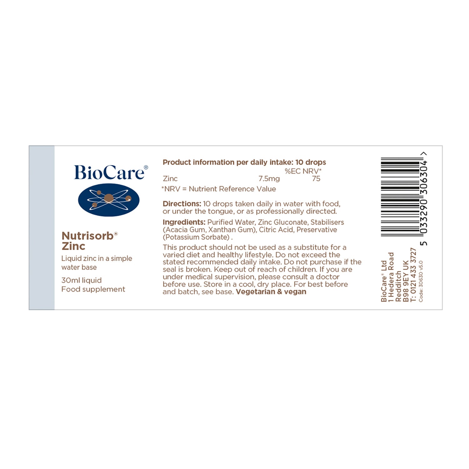 Biocare Nutrisorb Zinc 30ml