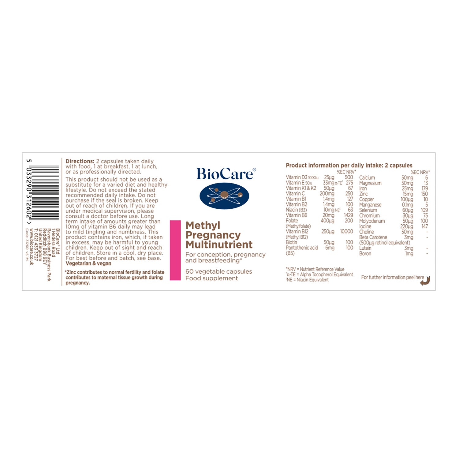 Biocare Methyl Pregnancy Multinutrient 60 Capsules