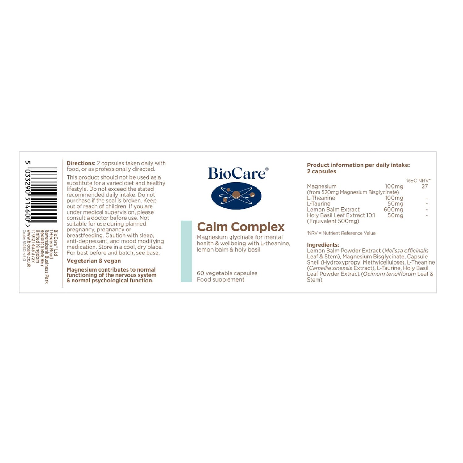 Biocare Calm Complex 60 Capsules