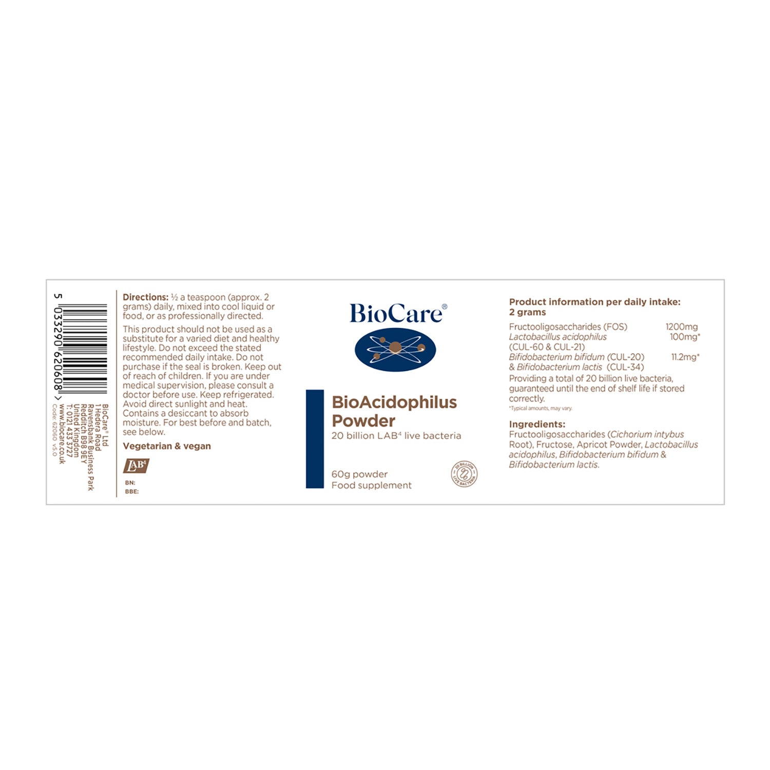 Biocare BioAcidophilus Powder 60g