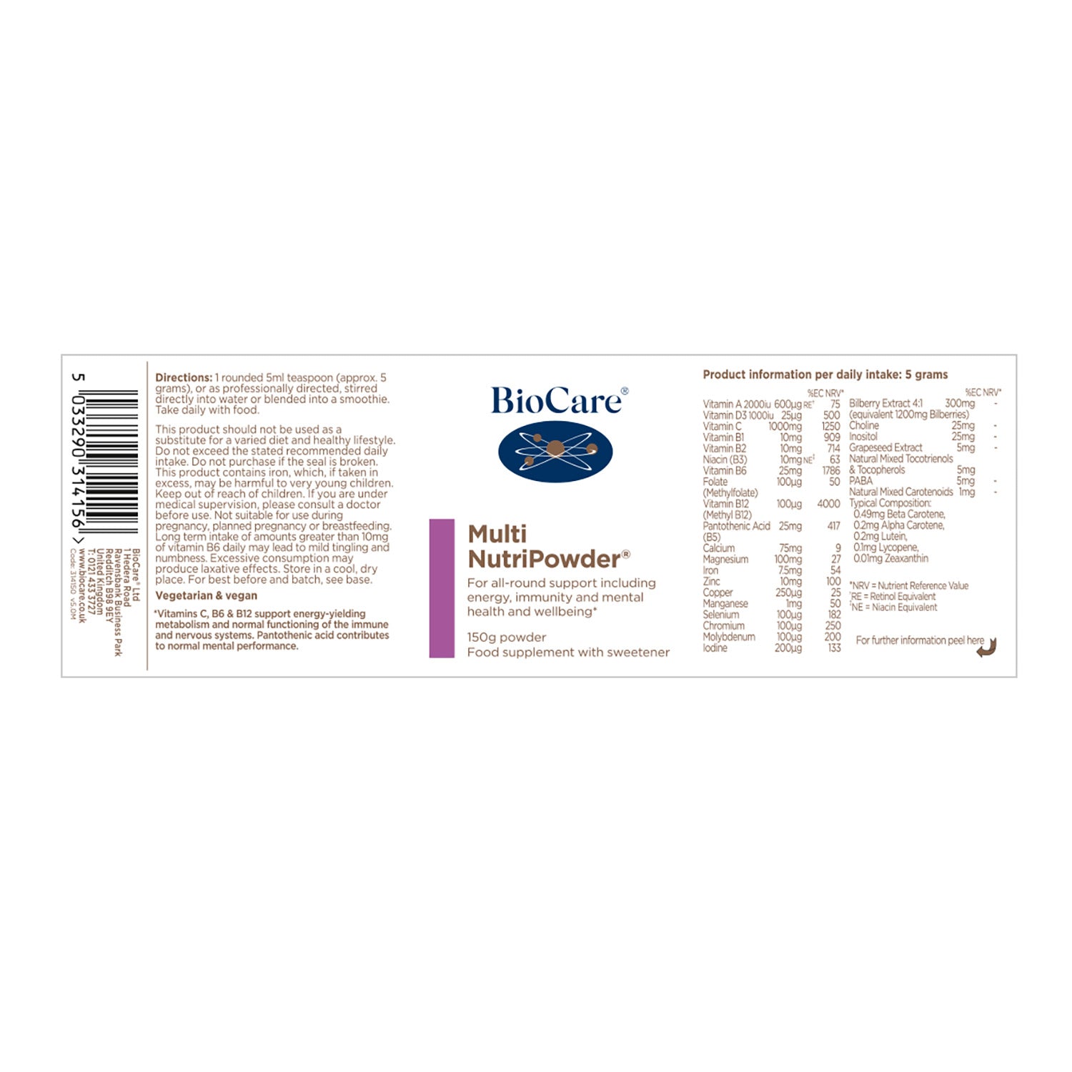 Biocare Multi NutriPowder 150g Powder