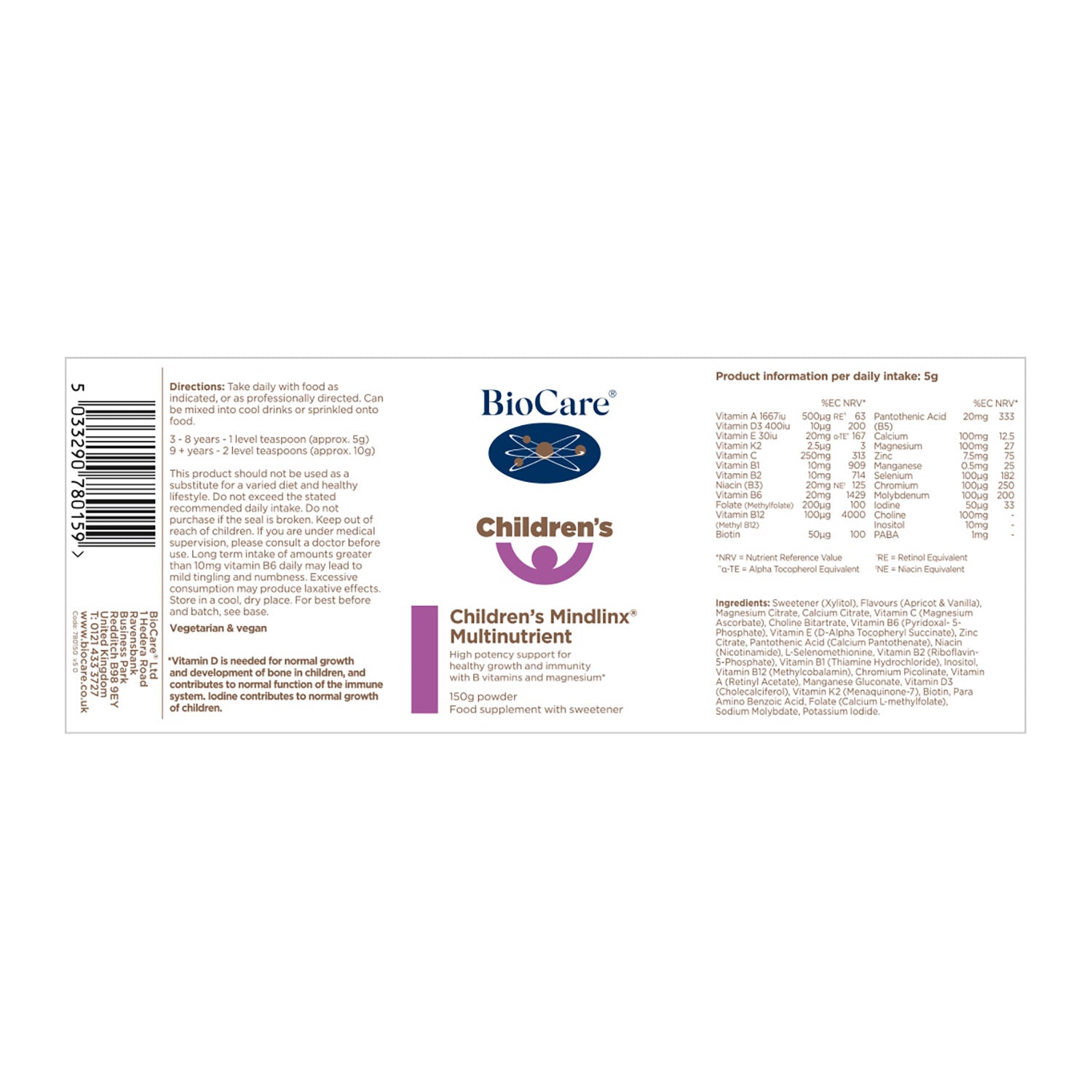 Biocare Children's Mindlinx Multinutrient 150g