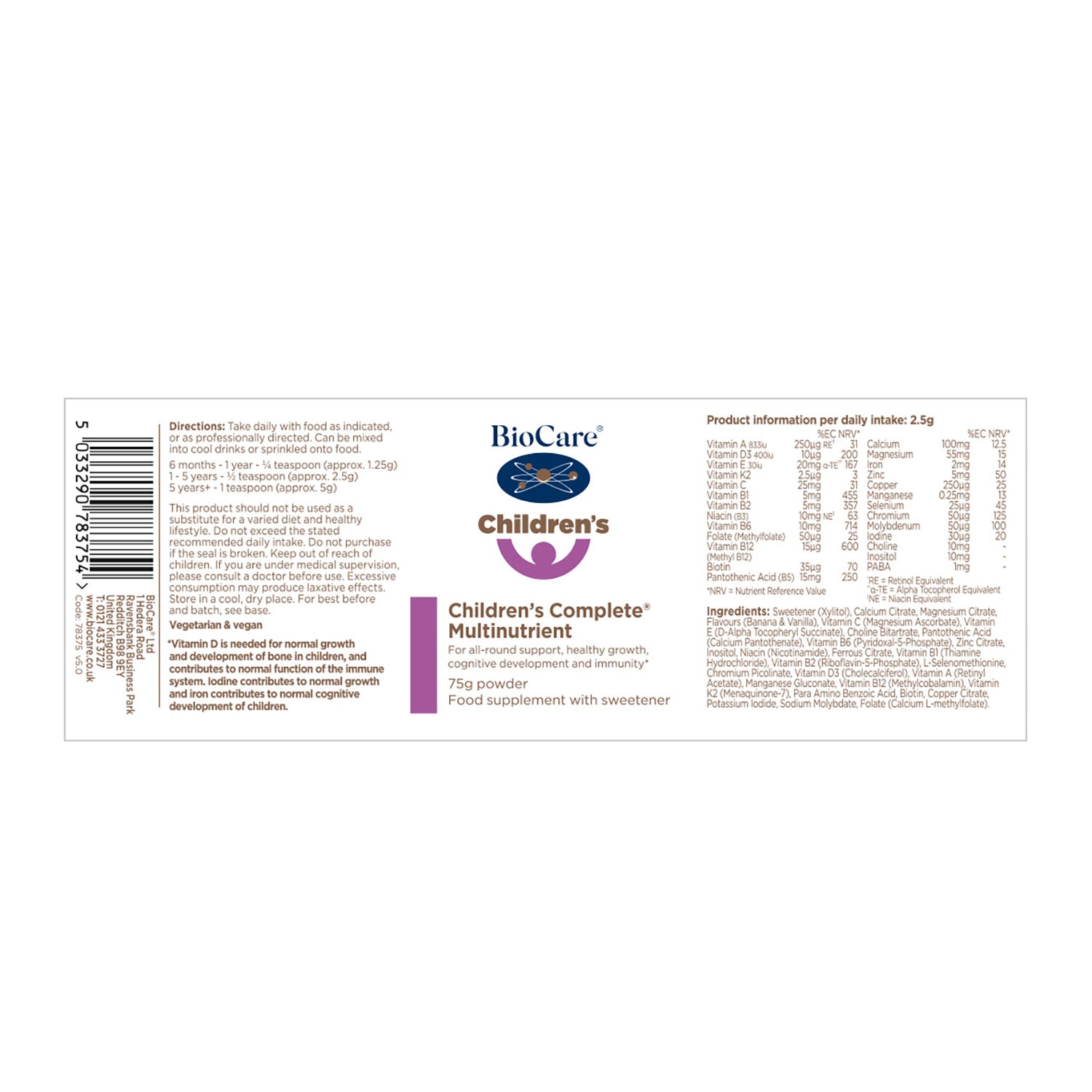Biocare Children's Complete Multinutrient 75g