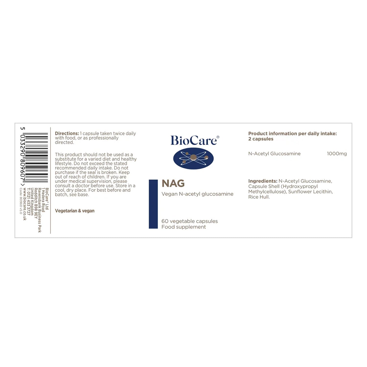 Biocare NAG (N-Acetyl Glucosamine) 60 Capsules