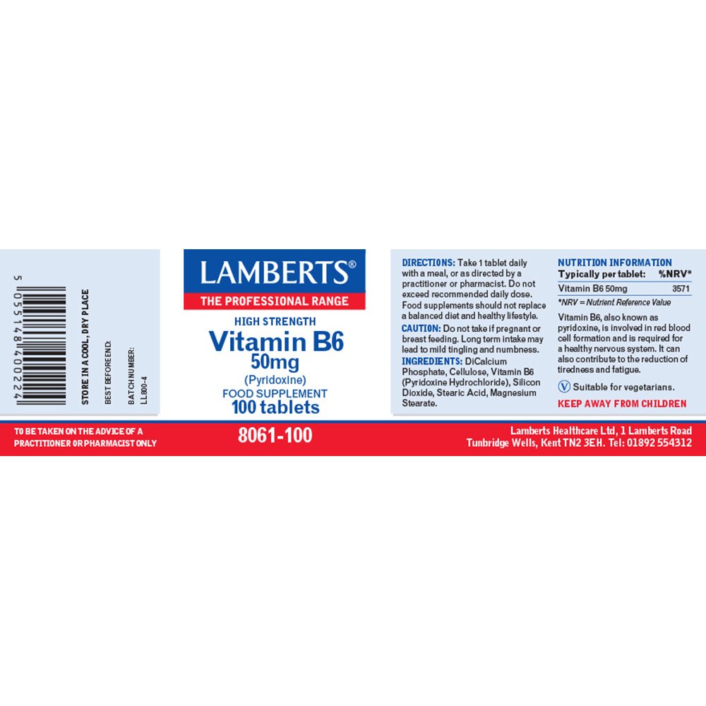 Lamberts Health Care Vitamin B6 50mg