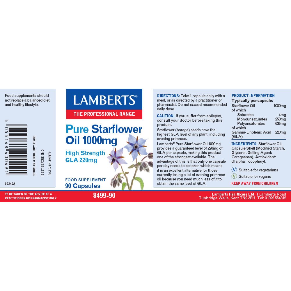 Lamberts Health Care Pure Starflower Oil 1000mg