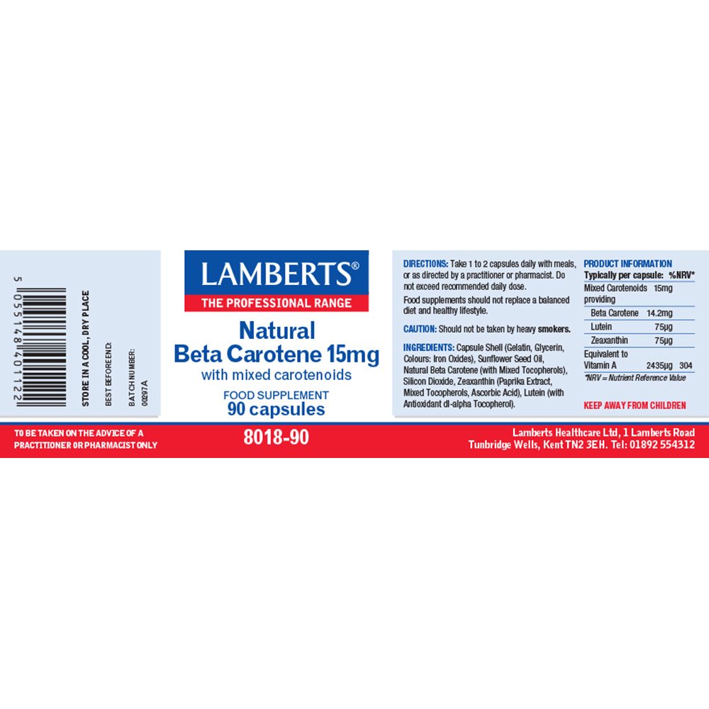 Lamberts Health Care Natural Beta Carotene 15mg