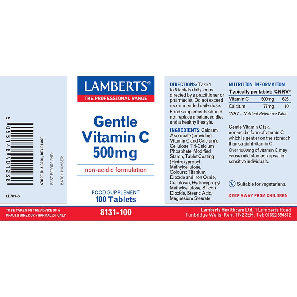 Lamberts Health Care Gentle Vitamin C 500mg