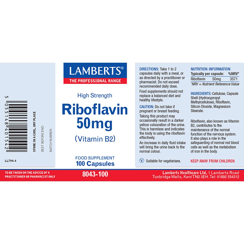 Lamberts Health Care Riboflavin 50mg