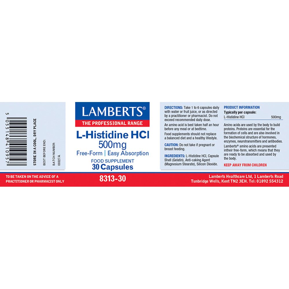 Lamberts Health Care L-Histidine HCl 500mg