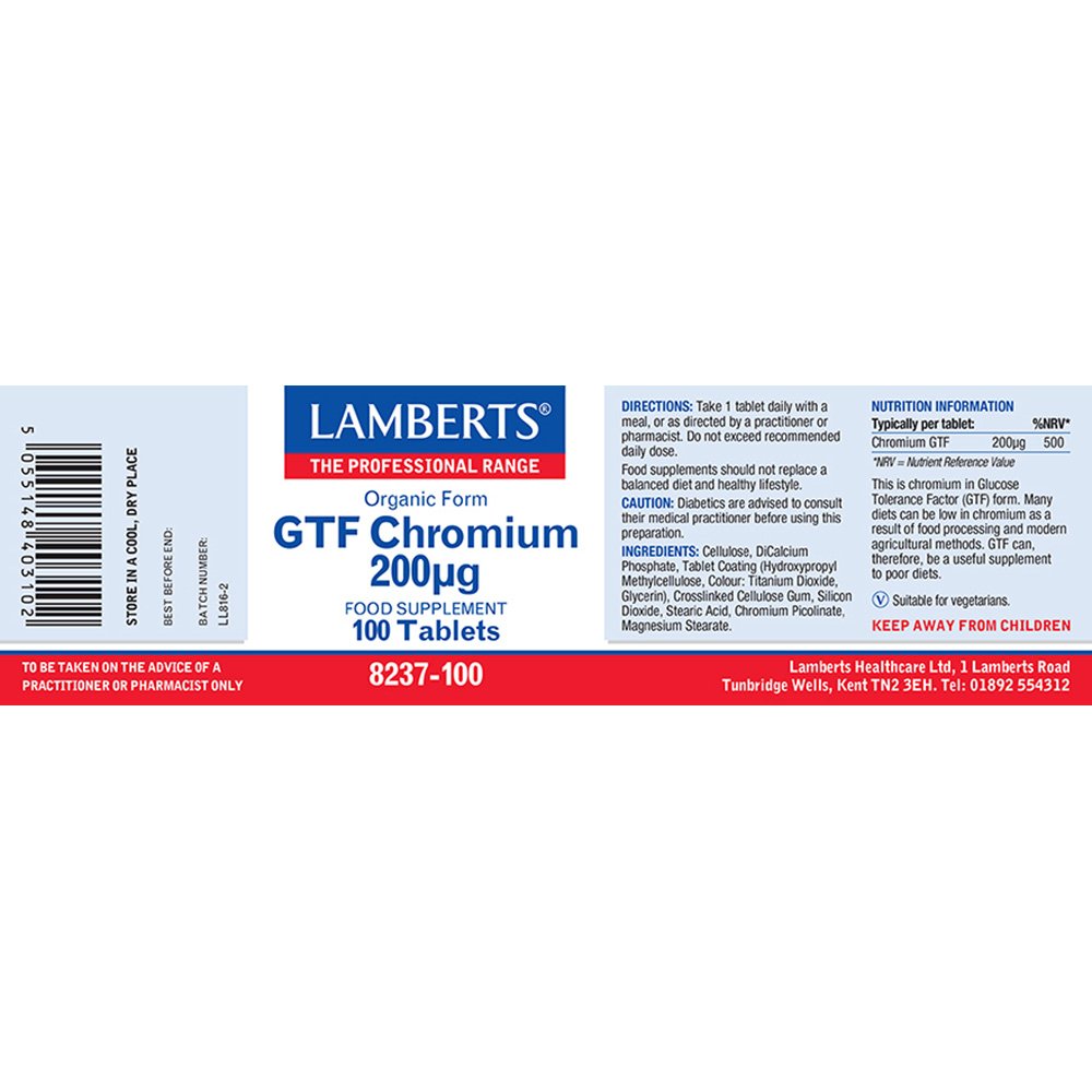 Lamberts Health Care GTF Chromium (as Picolinate)