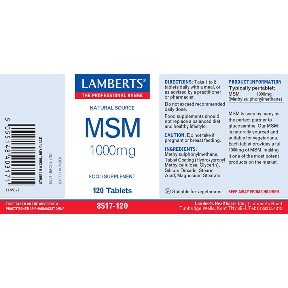 Lamberts Health Care MSM 1000mg
