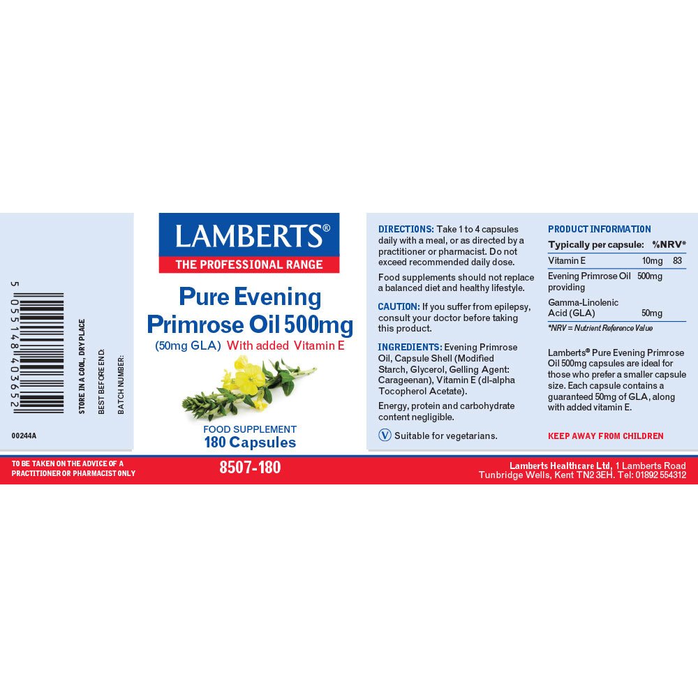 Lamberts Health Care Pure Evening Primrose Oil 500mg